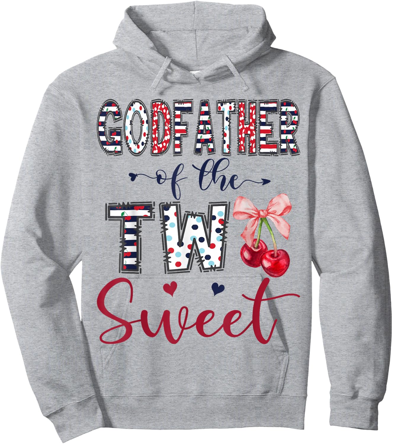 Godfather of The Two Sweet 2nd Birthday Girl Cherry Bow Hoodie - Hoodie | Ash