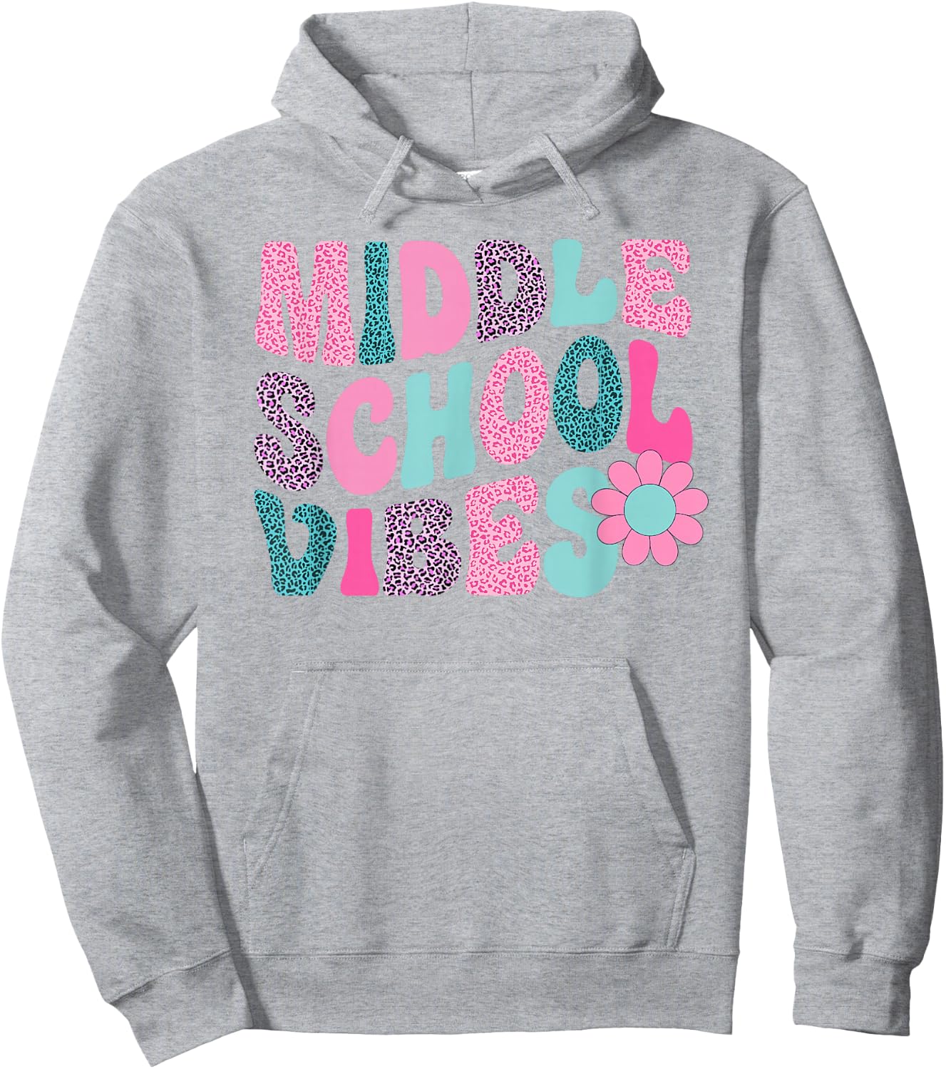 Middle School Vibes Leopard Back To School Teacher Girls Boy Hoodie - Hoodie | Ash