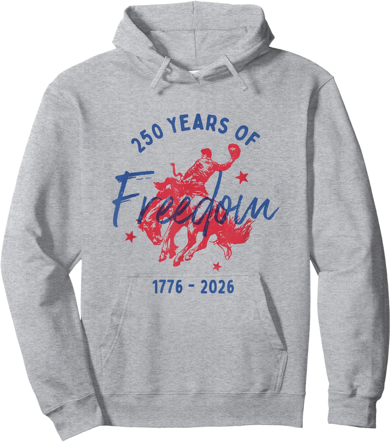 250 Years of Freedom Bucking Horse 1776-2026 Western Cowboy Hoodie - Hoodie | Ash