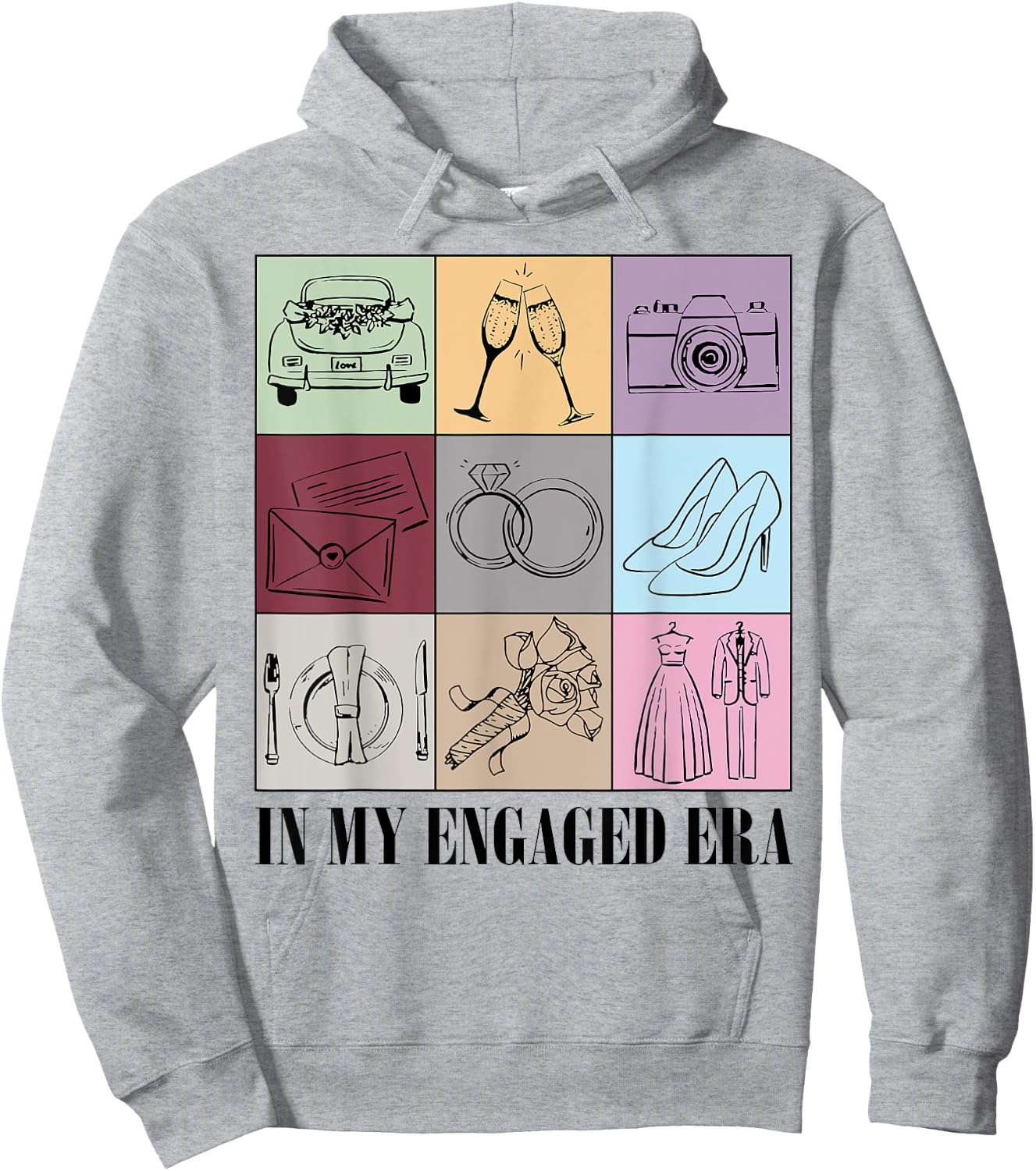 In My Engaged Era Retro Bride Wedding Engagement Party Hoodie - Hoodie | Ash