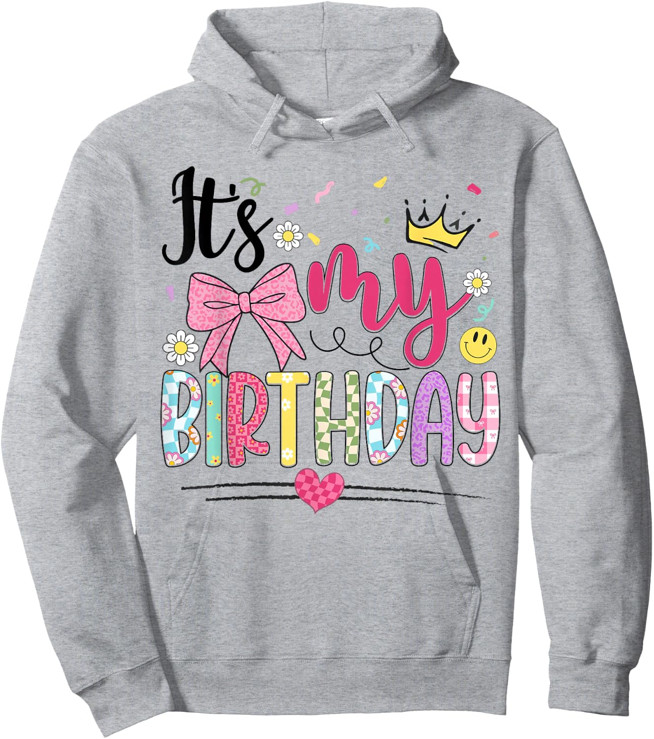 It's My Birthday Coquette Bow Flower Birthday Women Girl Kid Hoodie - Hoodie | Ash