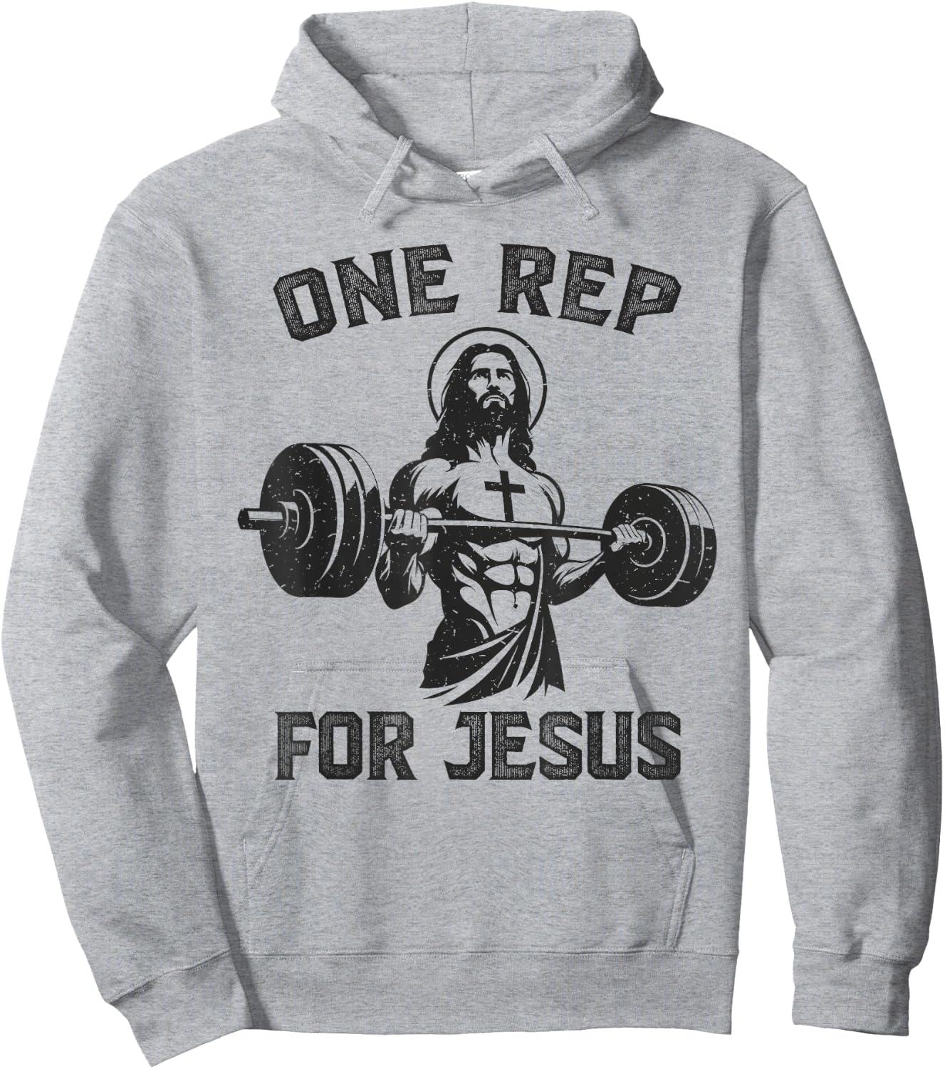 One Rep For Jesus Weightlifter Deadlifter Gym , grey, S Hoodie - Hoodie | Ash