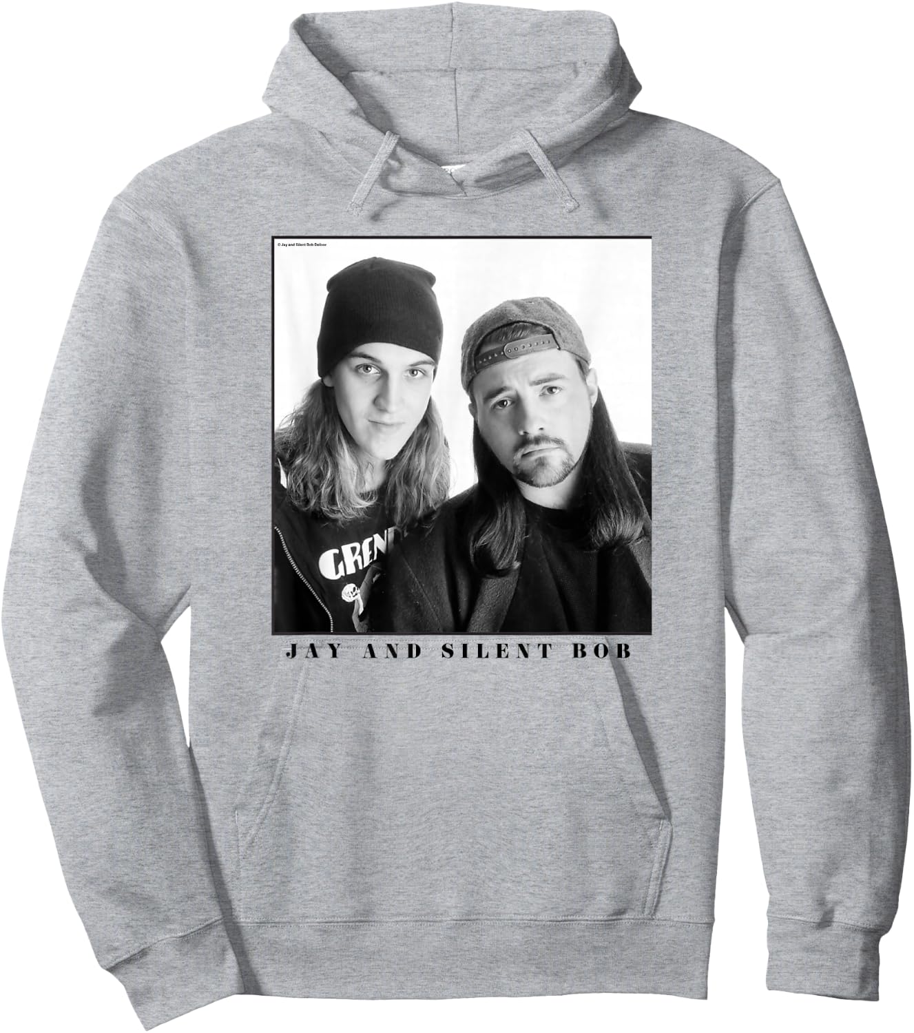 Jay & Silent Bob Boxed Up Simple Black & White Portrait Hoodie - Hoodie | Ash