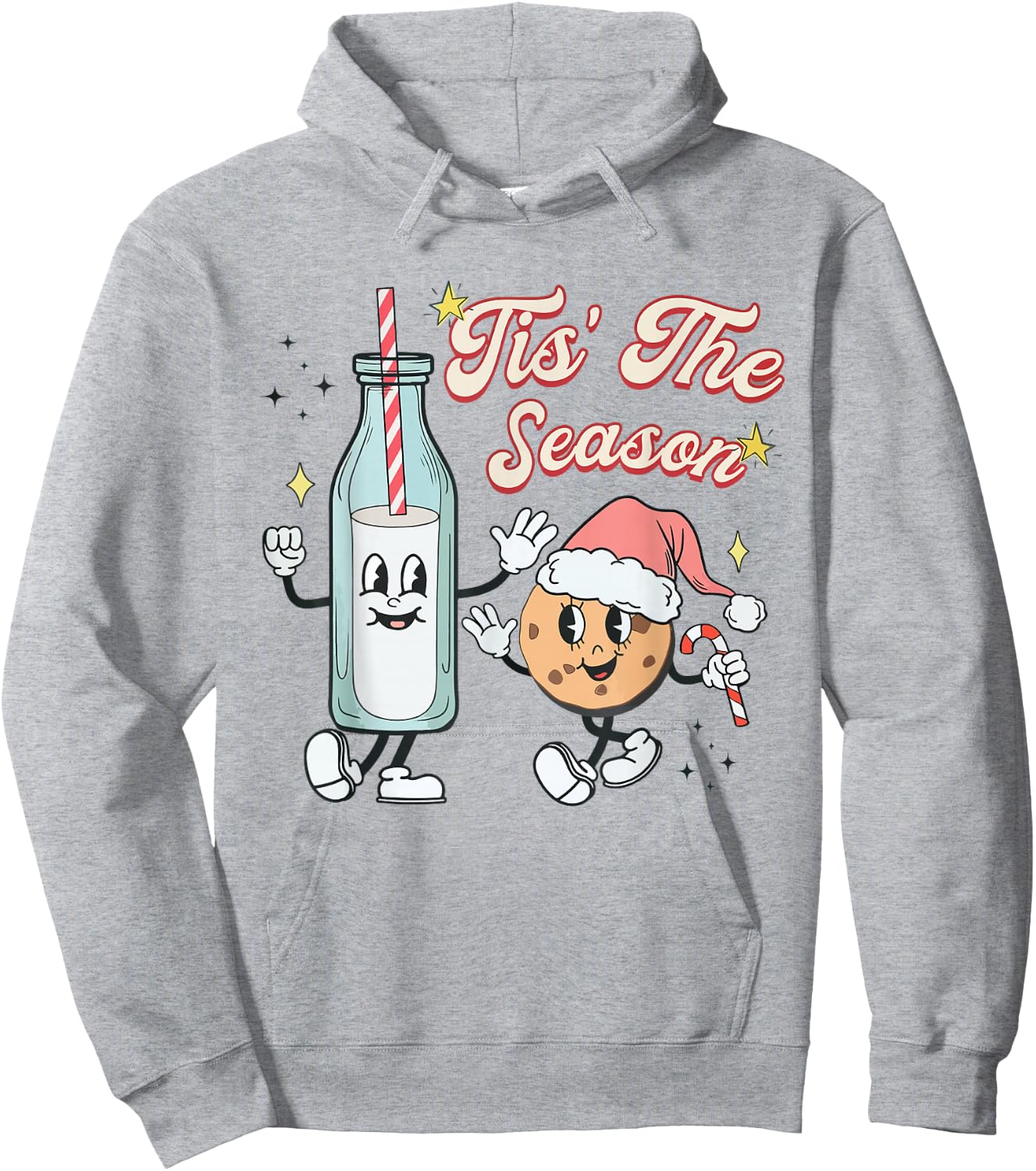 Tis The Season Retro Milk and Cookie Christmas Hoodie - Hoodie | Ash