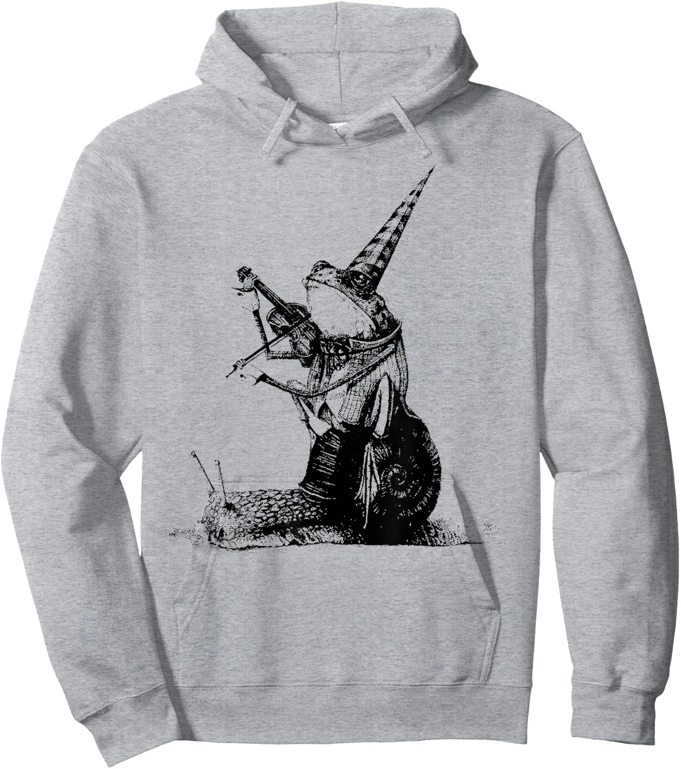 Vintage Frog Riding Snail With Playing Violin Musician Hoodie - Hoodie | Ash
