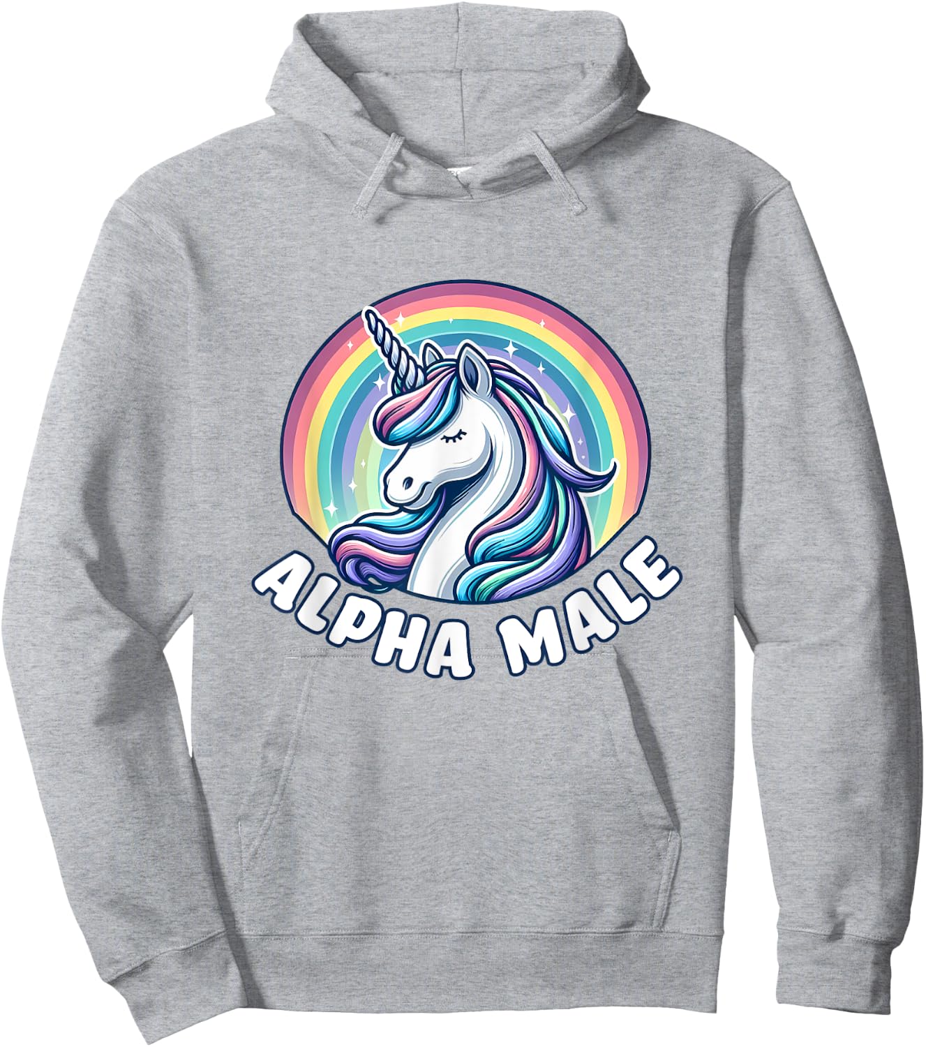 Ironic Cute Alpha Male Unicorn Funny Sarcastic Humor Men Hoodie - Hoodie | Ash