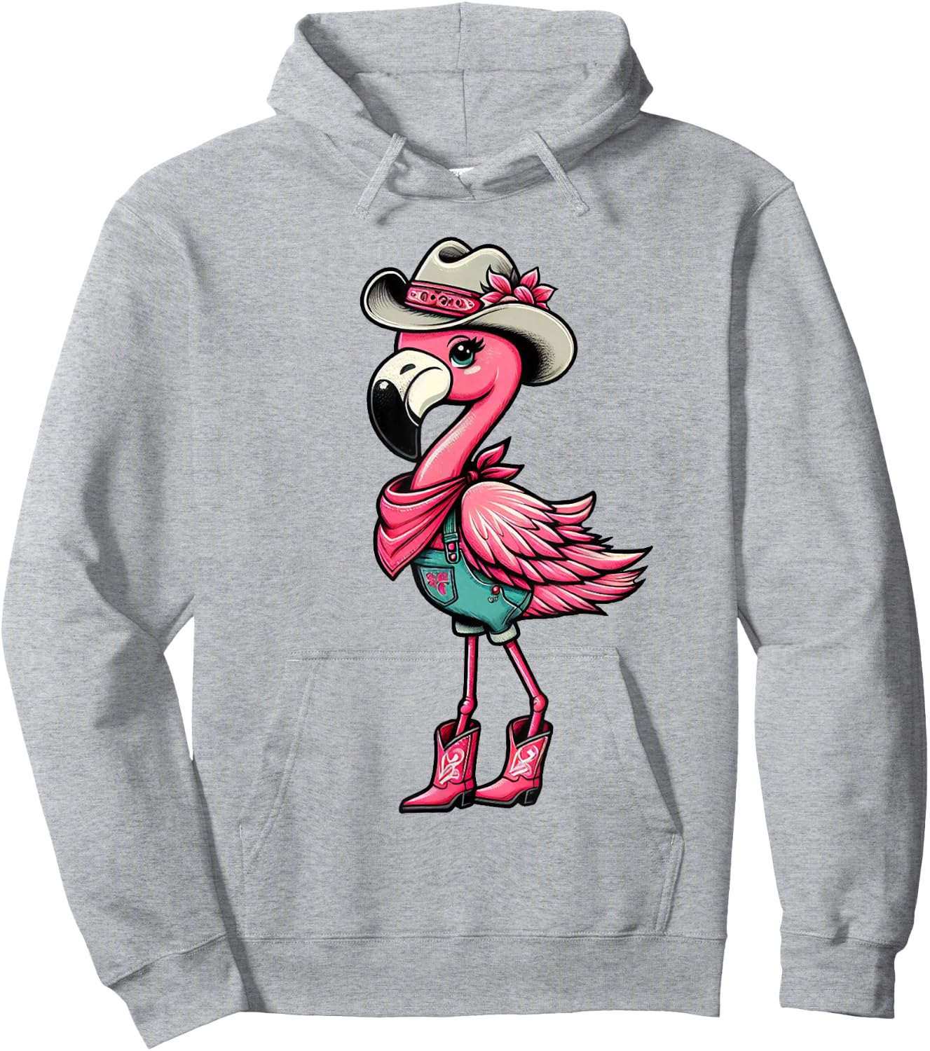 Flamingo Cowgirl Women Girl Cute Flamingo Tropical Birds Hoodie - Hoodie | Ash