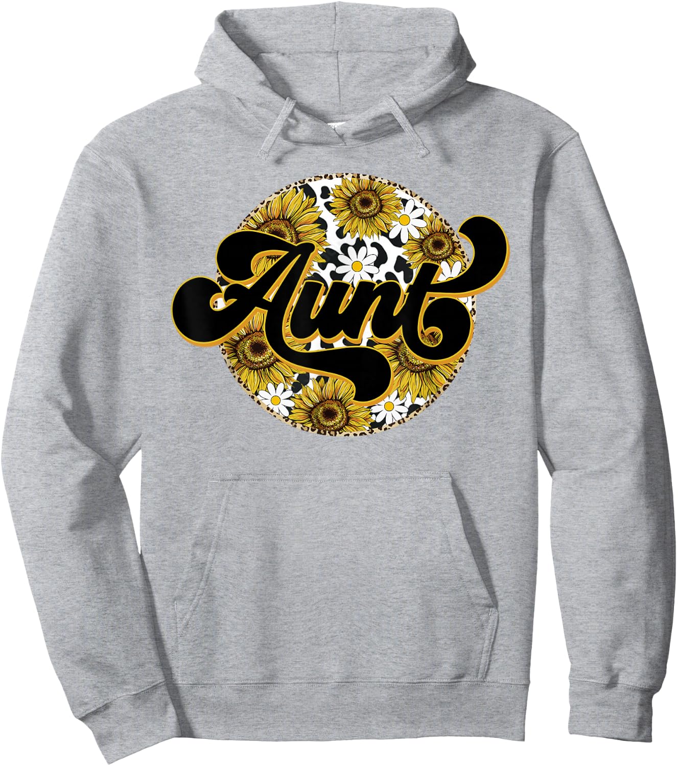 Cute Aunt Cow Print Sunflower Leapard Auntie Mother's day Hoodie - Hoodie | Ash