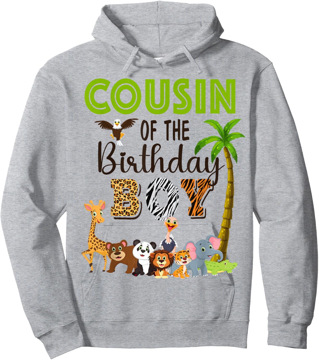 Cousin of The Birthday Boy Wild Zoo Theme Safari Party Hoodie - Hoodie | Ash