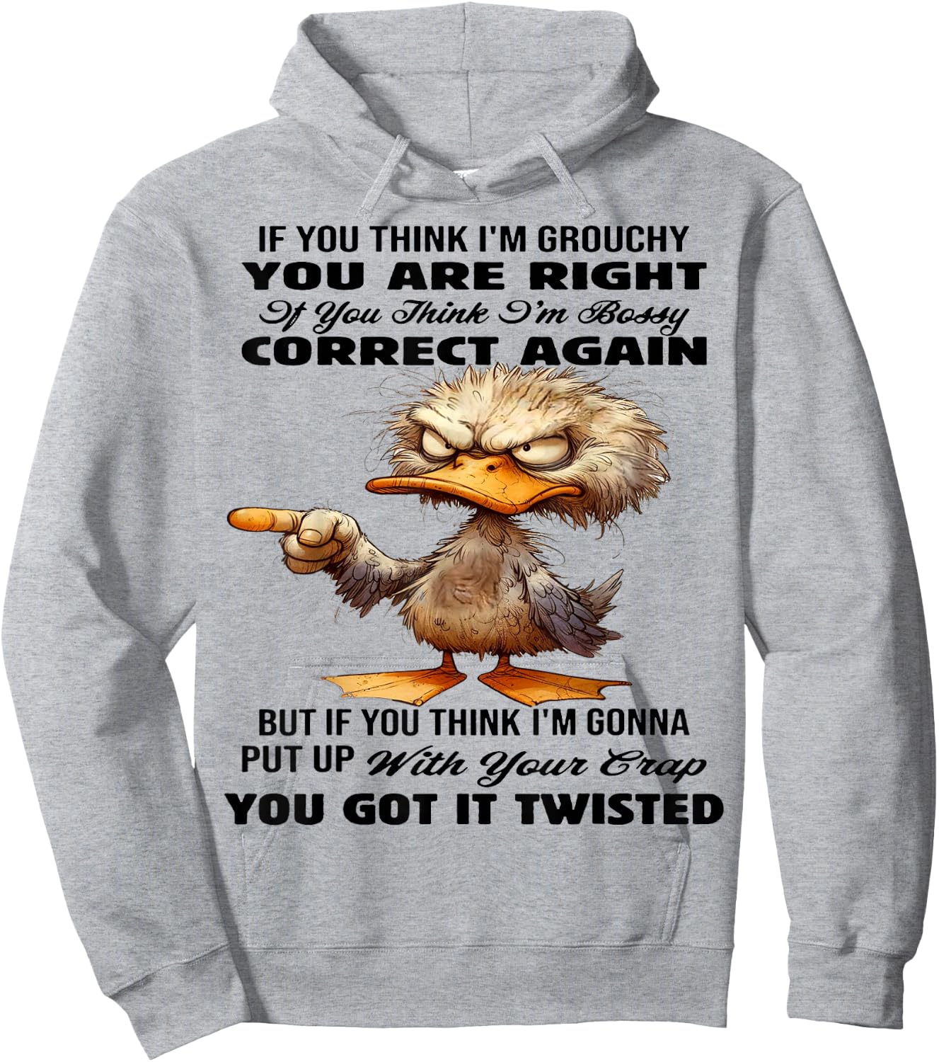 Cute Duck If You Think I'm Grouchy You Are Right Hoodie - Hoodie | Ash