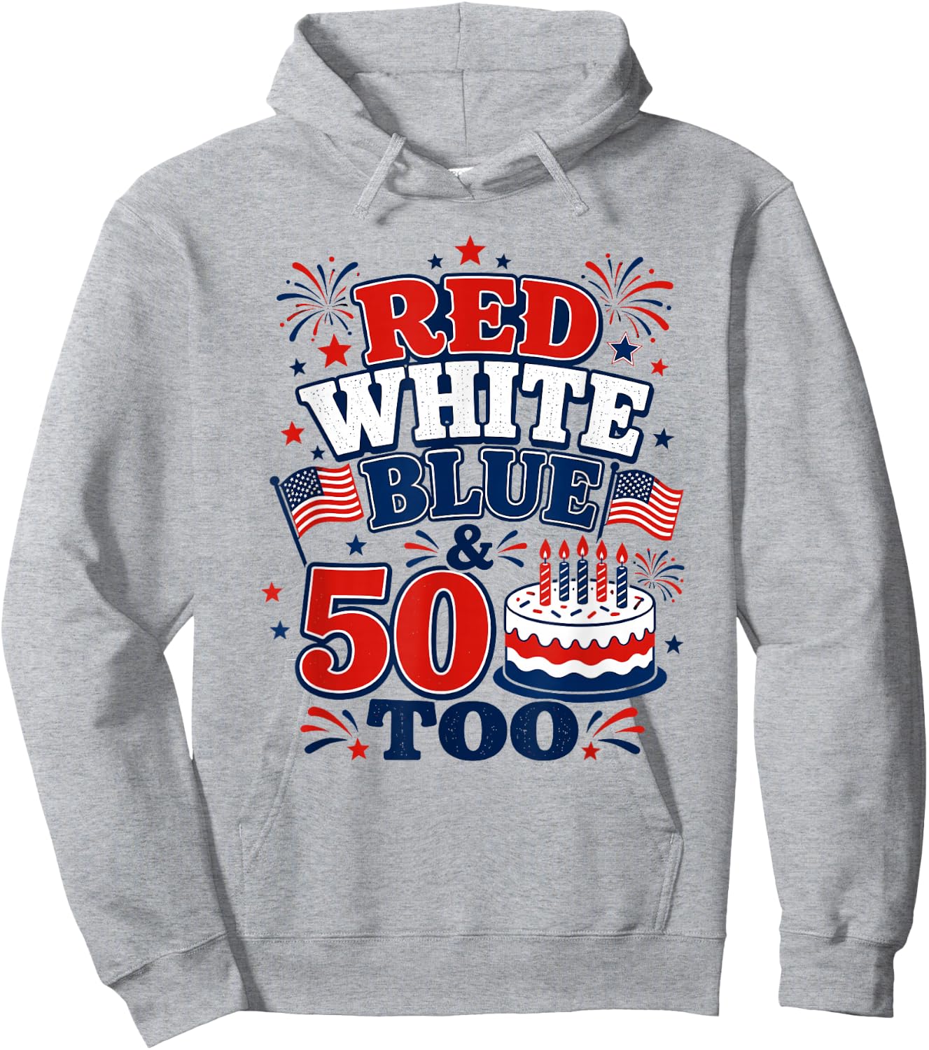 Celebrate 50 with Patriotic 50th Birthday 4th July Born 1976 Hoodie - Hoodie | Ash