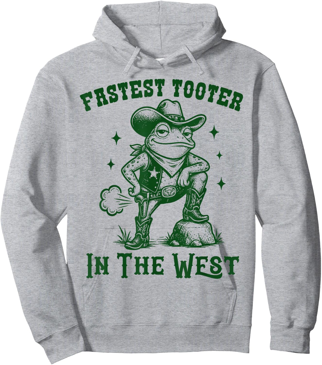 Fastest Toot in West Frog Funny Cowboy Western Fart Funny Hoodie - Hoodie | Ash
