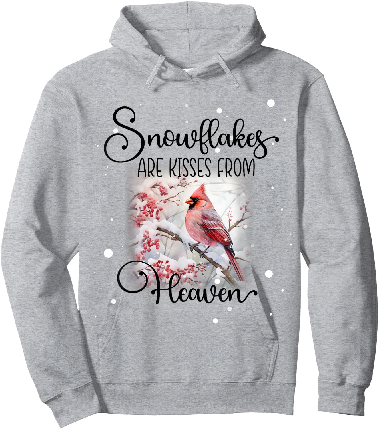 Cardinal Bird Memorial, Snowflakes are Kisses from Heaven Hoodie - Hoodie | Ash