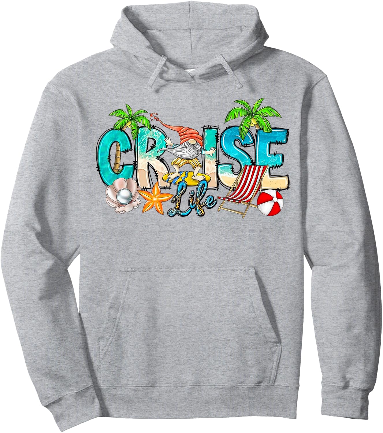 Cute Gnome Cruise Life Family Vacation Beach Funny Cruise Hoodie - Hoodie | Ash