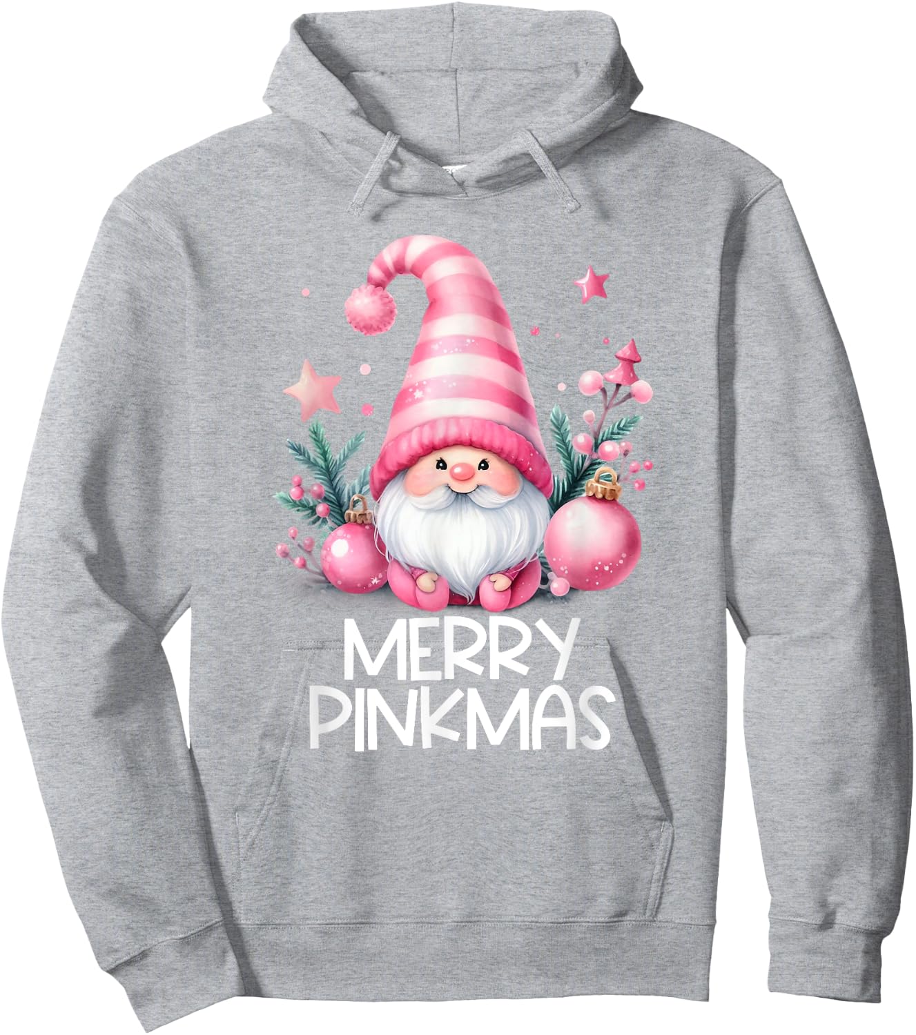 Merry Pinkmas Cute Gnome Winter Christmas Girls Hoodie - Hoodie | Ash