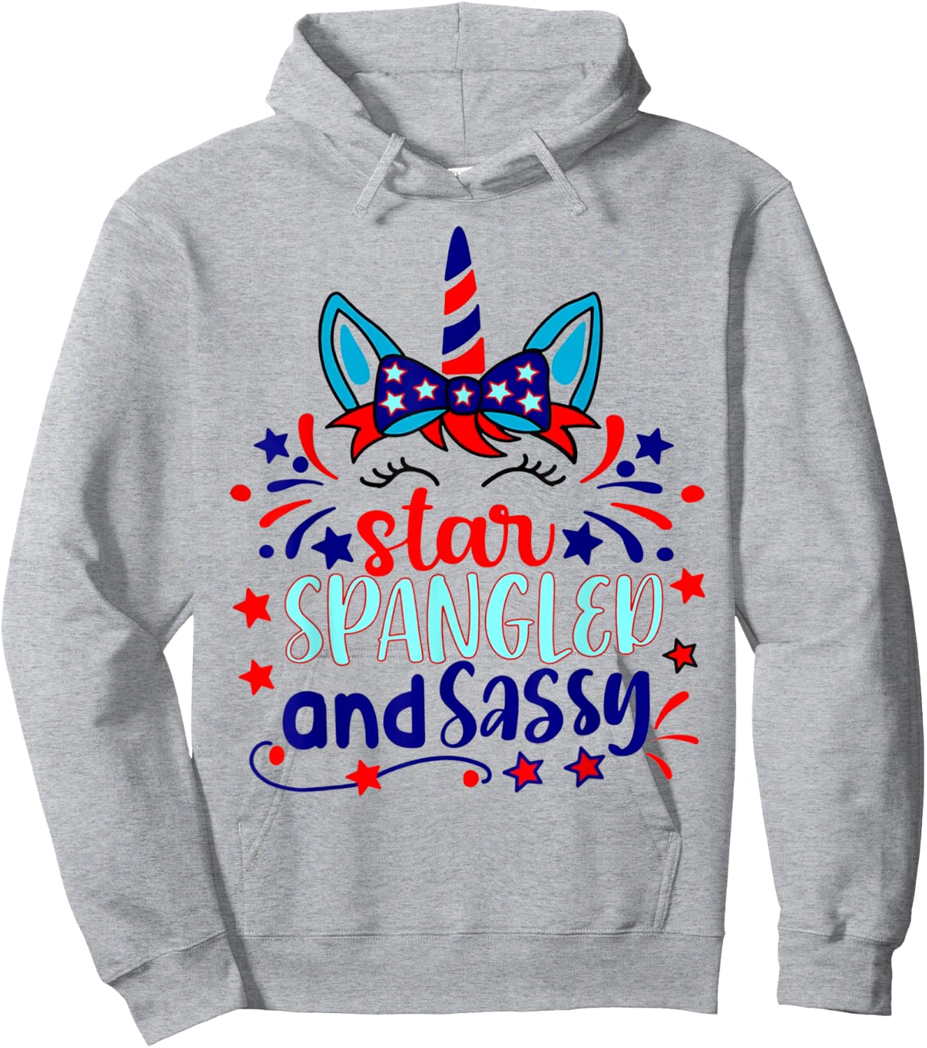 Star Spangled And Sassy Unicorn Patriotic 4th Of July Kids Men Hoodie - Hoodie | Ash