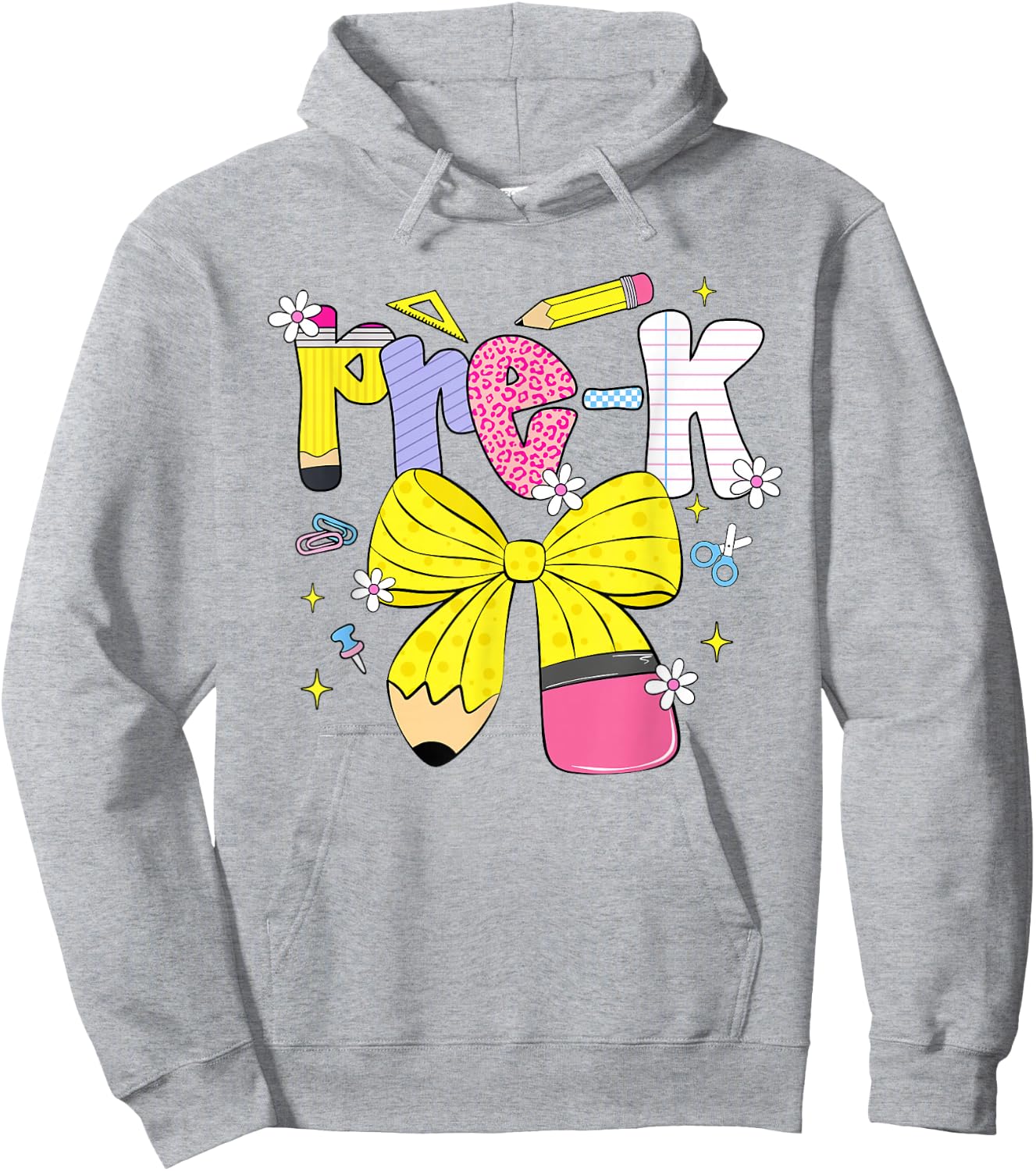 Preppy Pre-k Back to School Pencil Student Teacher Kid Hoodie - Hoodie | Ash