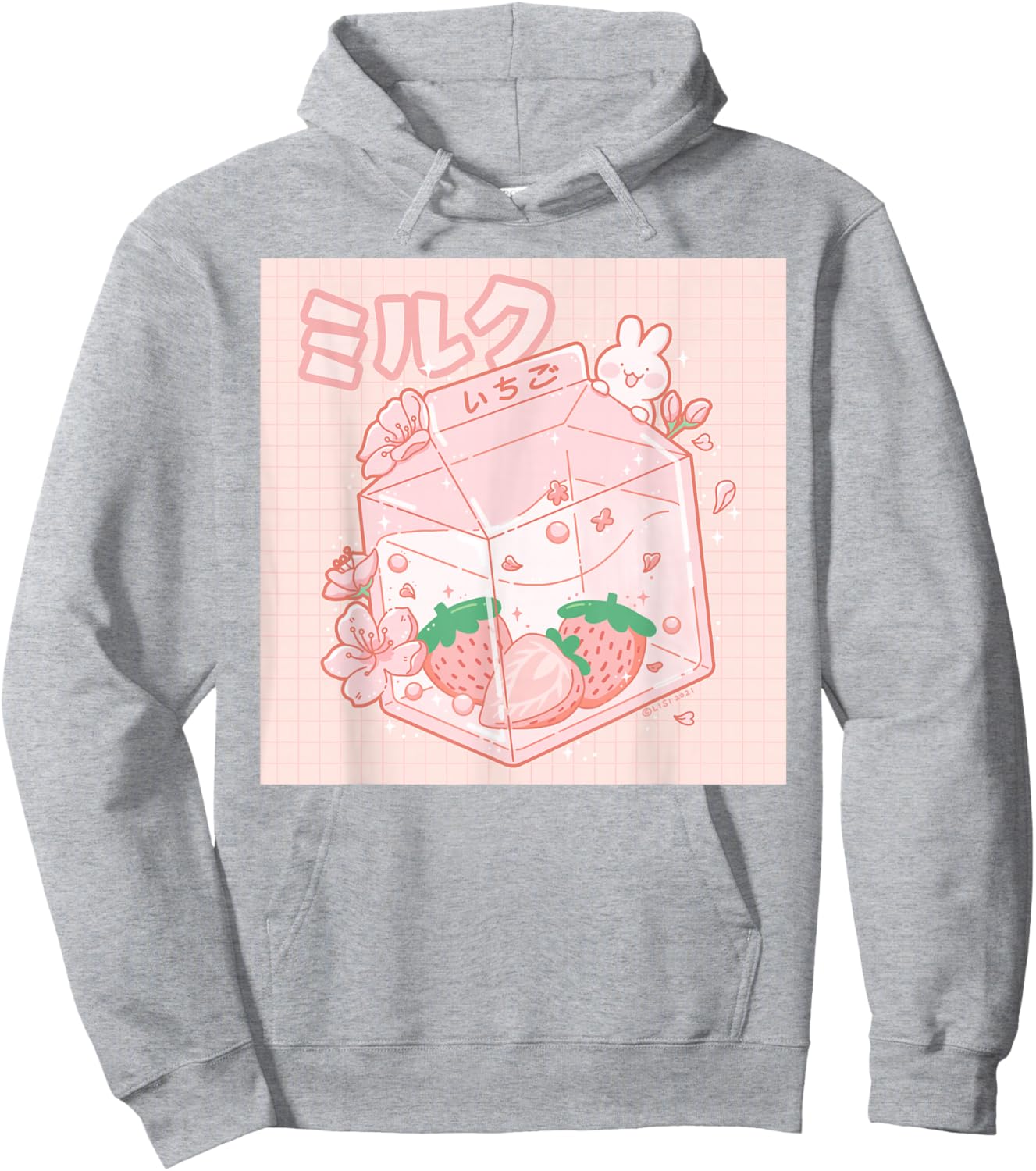Strawberry Milk Bunny Japanese Kawaii Anime Aesthetic Hoodie - Hoodie | Ash