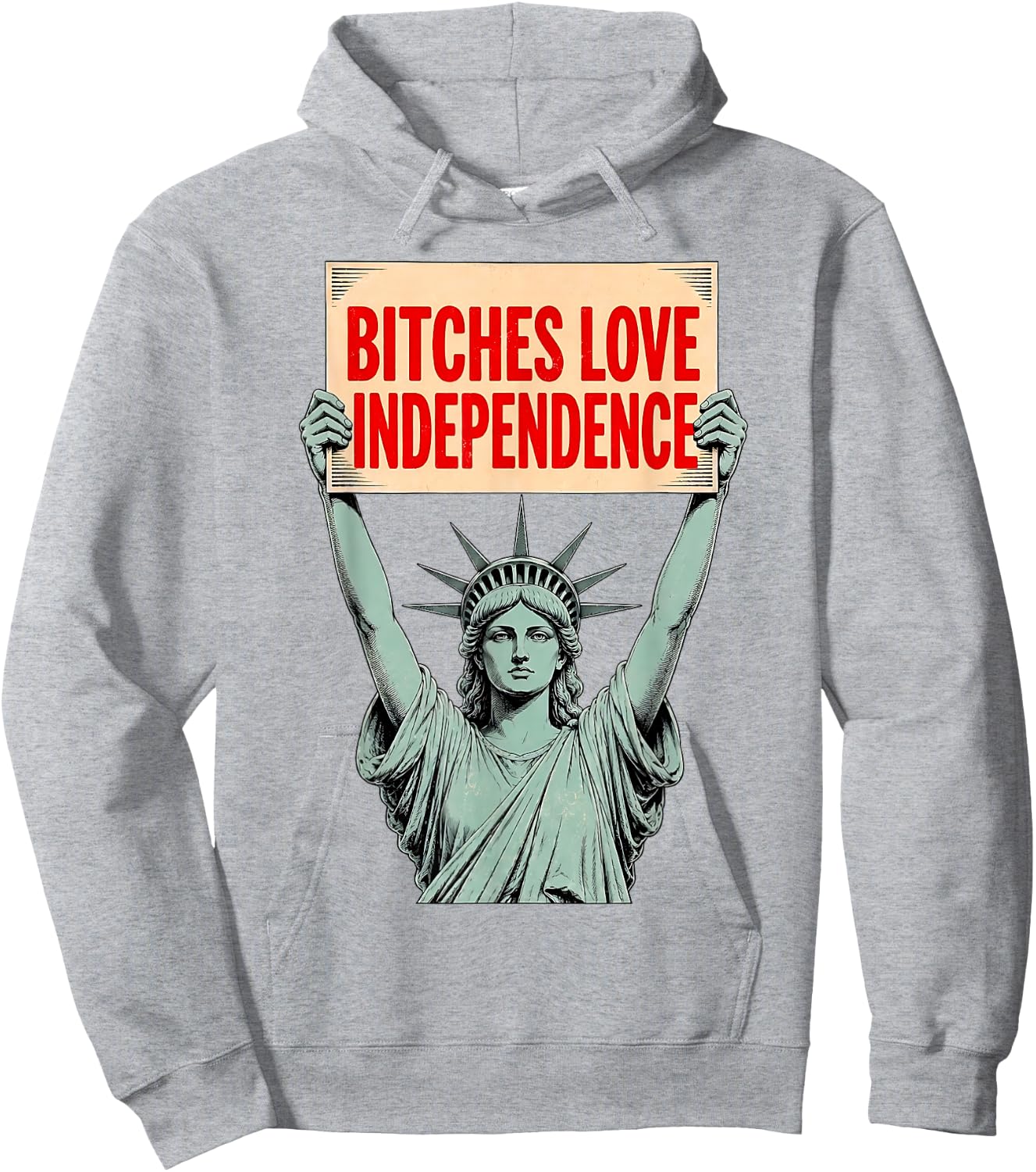 Retro Bitches Love Independence Funny 4th of July Hoodie - Hoodie | Ash