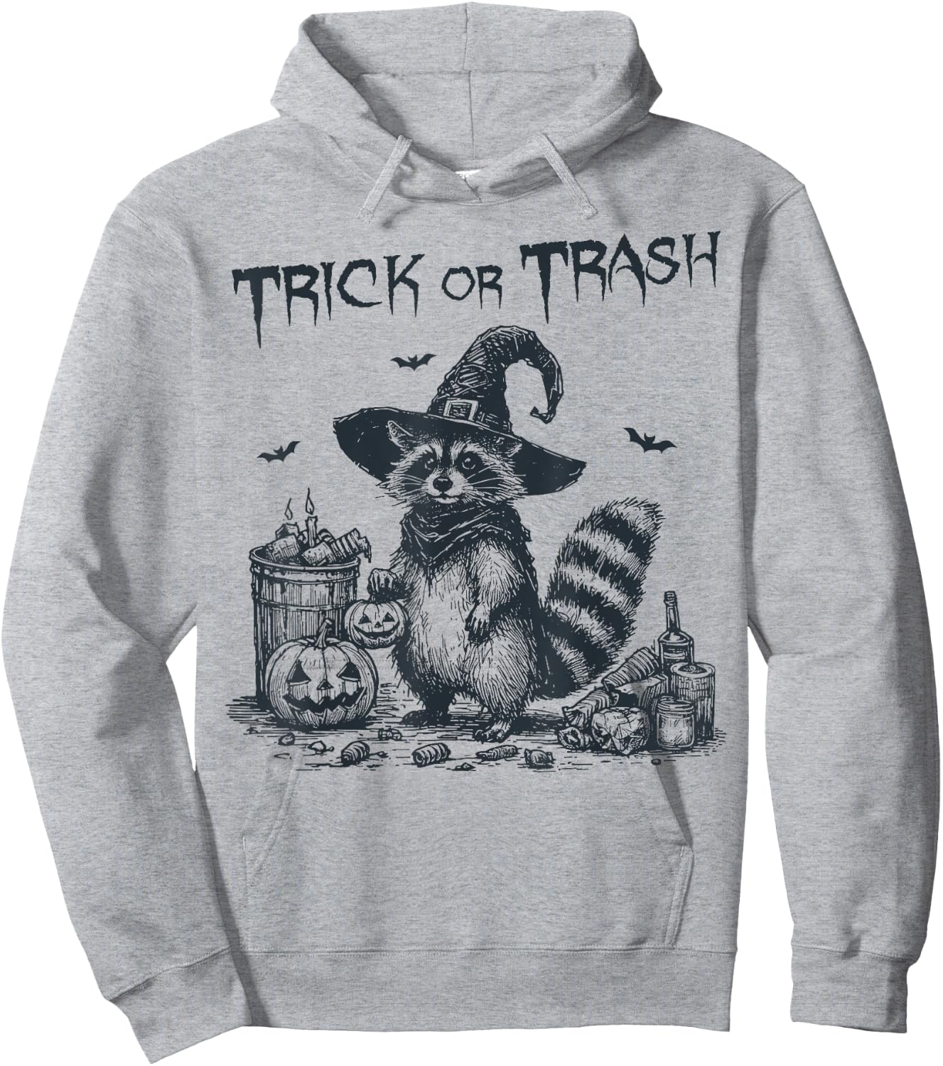 Trick or Trash funny Raccoon Pumpkin Halloween n Trash Hoodie - Hoodie | Ash