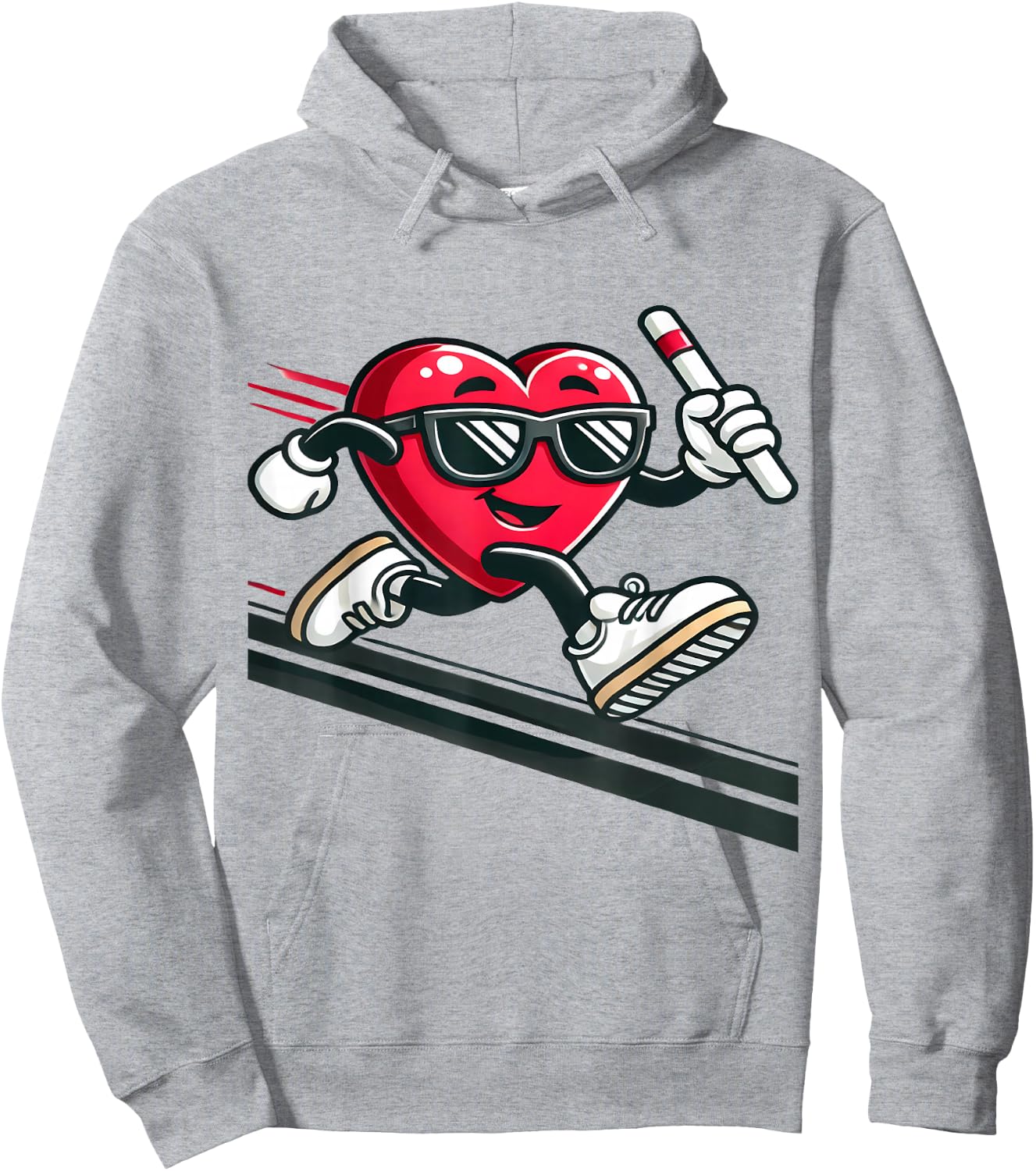 Valentine’s Day Love Heart Running Relay Track Runner Hoodie - Hoodie | Ash