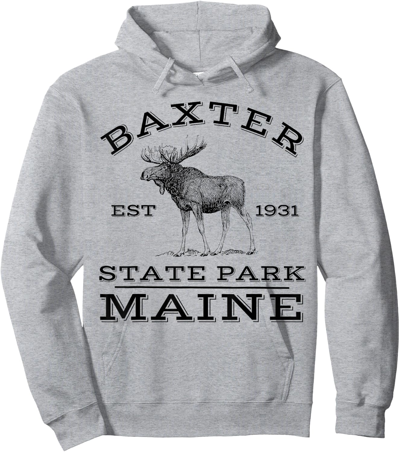 Baxter State Park Maine Moose Hike Outdoors Hoodie - Hoodie | Ash