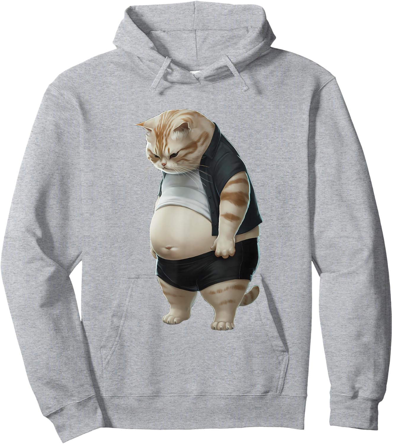 Chubby Cat Big Belly Cats Humor Fat Cat , white, S Hoodie - Hoodie | Ash