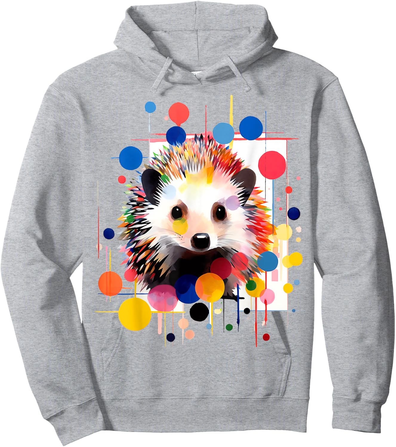 Hedgehog Colorful Art Abstract Animal Graphic Hedgehog Hoodie - Hoodie | Ash