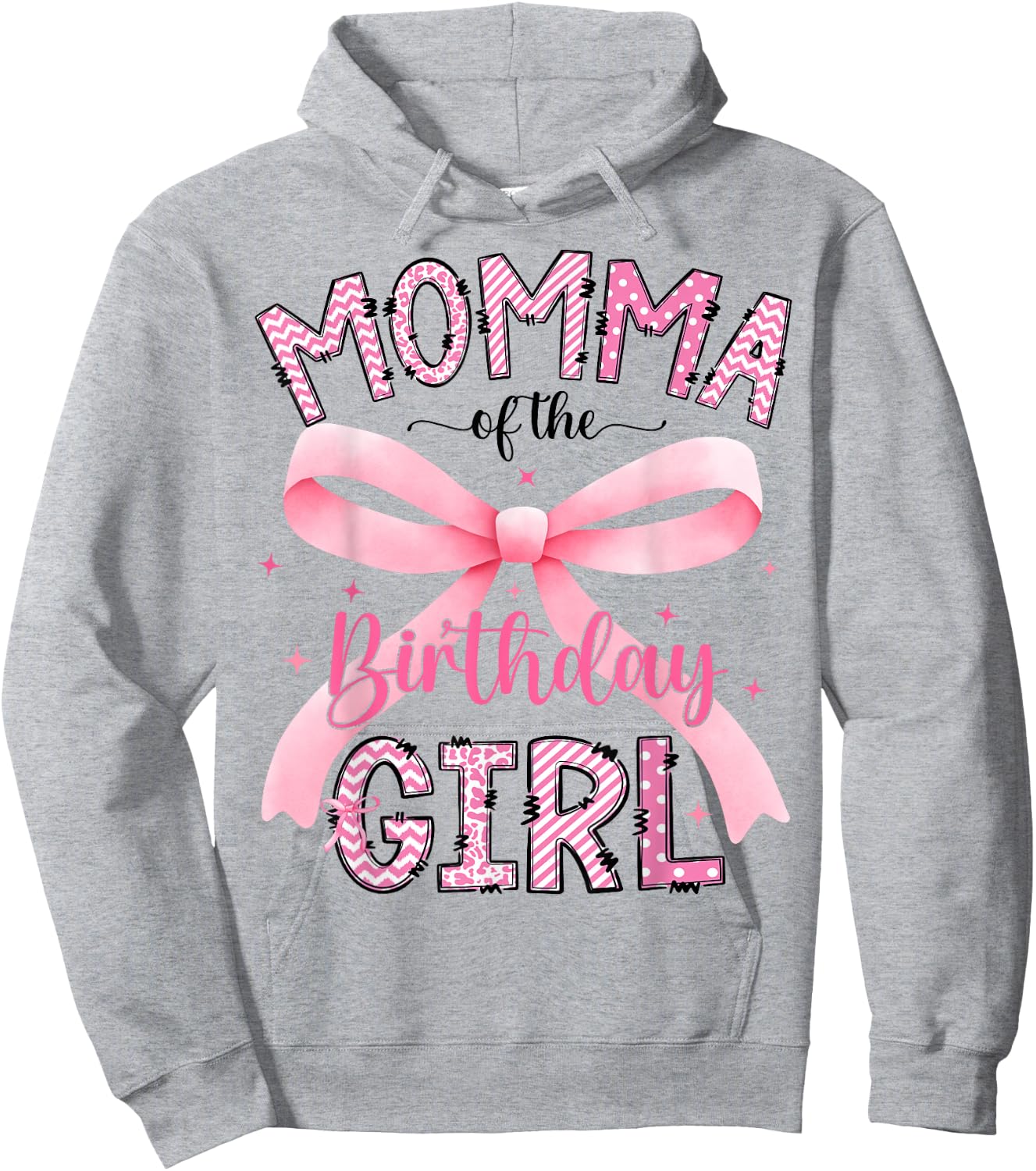Momma of The Birthday Girl Matching Pink Coquette Bow Hoodie - Hoodie | Ash