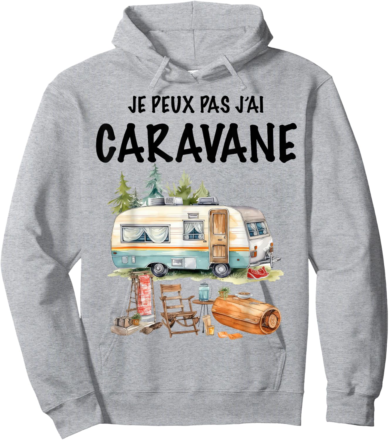 Homme Camping Caravane Rando Beau Dessin Papa Papy Tonton Hoodie - Hoodie | Ash