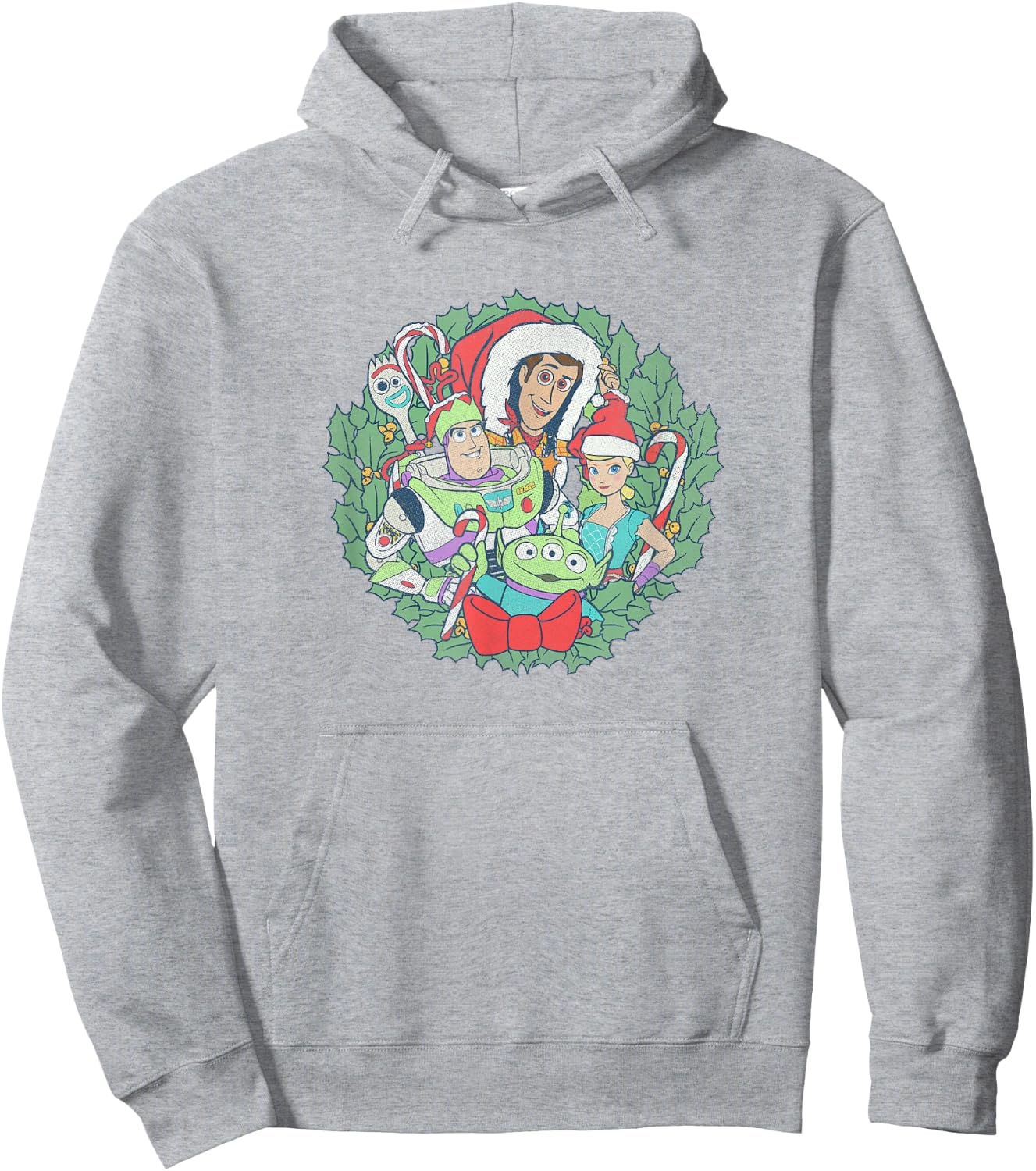 Disney Pixar Christmas Toy Story Group Shot Wreath Hoodie - Hoodie | Ash