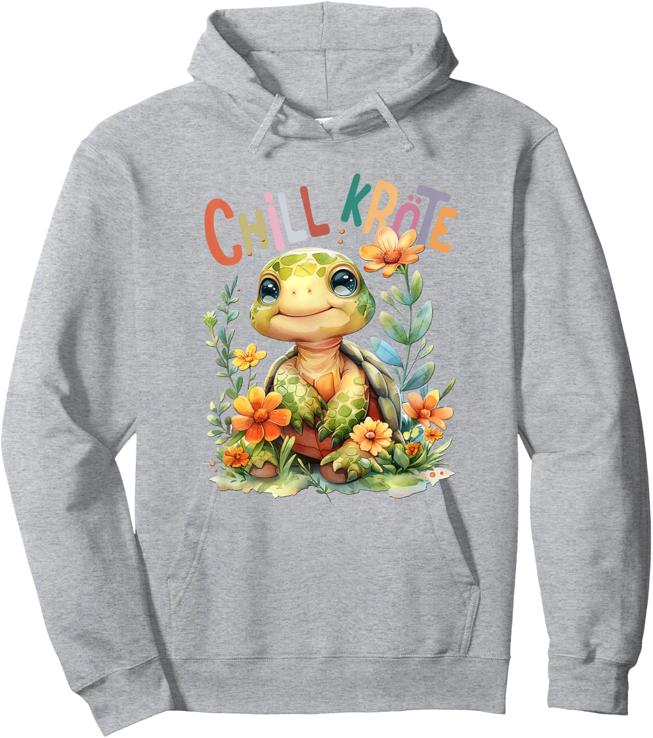 Baby Turtle with Flowers Cute Toad Girl Chill Toad , White Hoodie - Hoodie | Ash