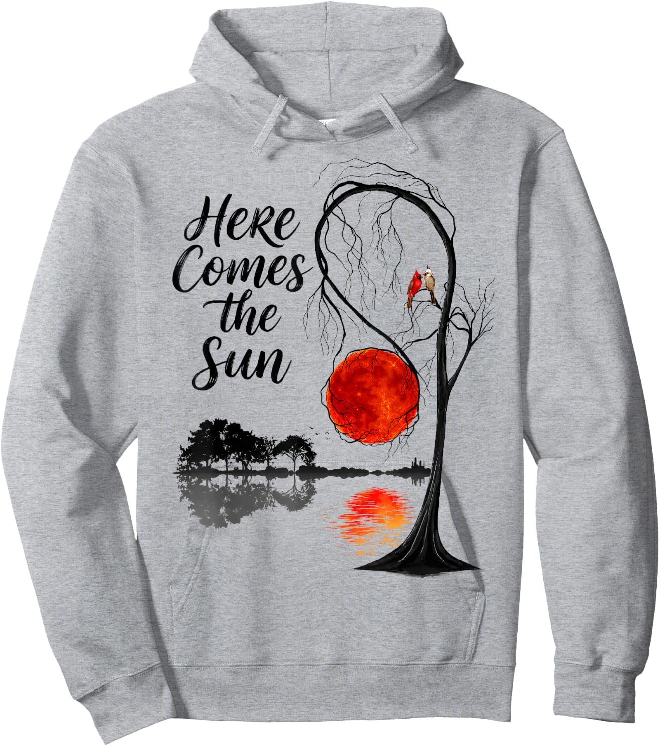 Vintage Guitar Lake Here Comes The Sun Summer Beach Gifts Hoodie - Hoodie | Ash