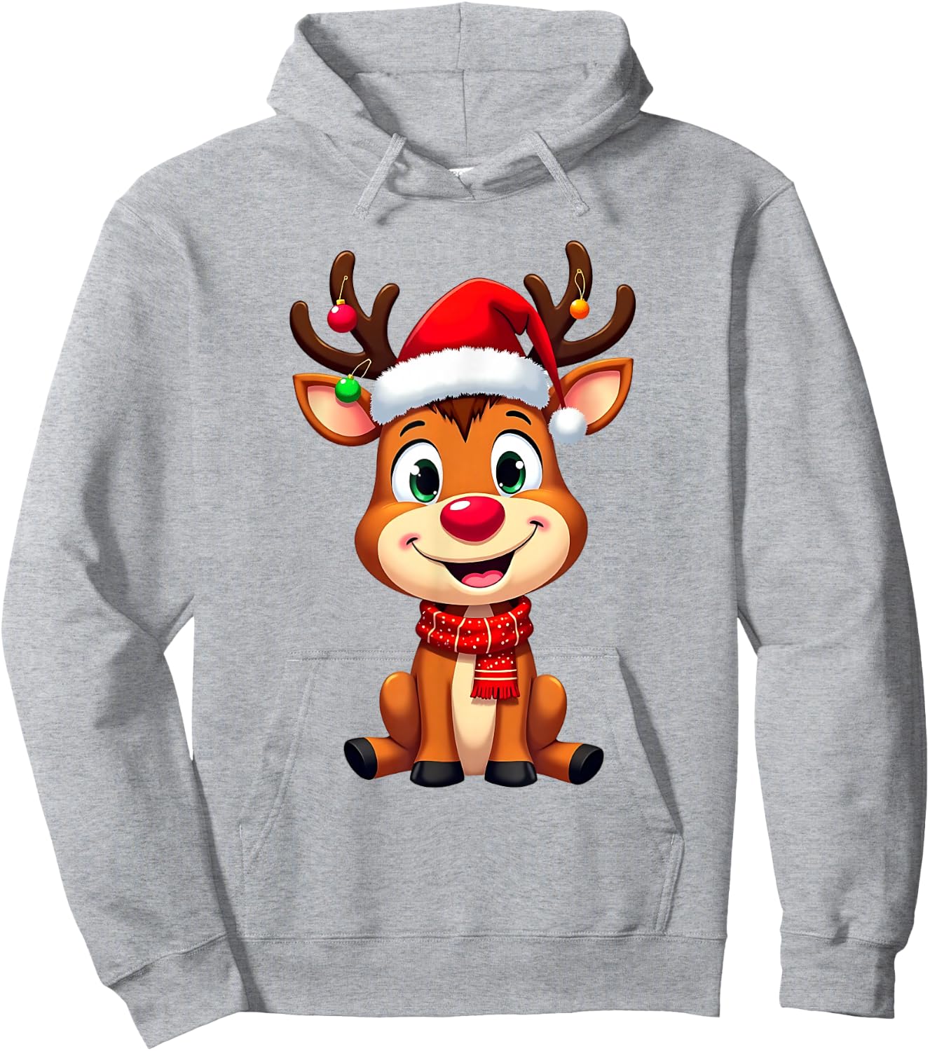 Merry Reindeer Santa Hat and Christmas Lights Boys Clothes , Red, S Hoodie - Hoodie | Ash