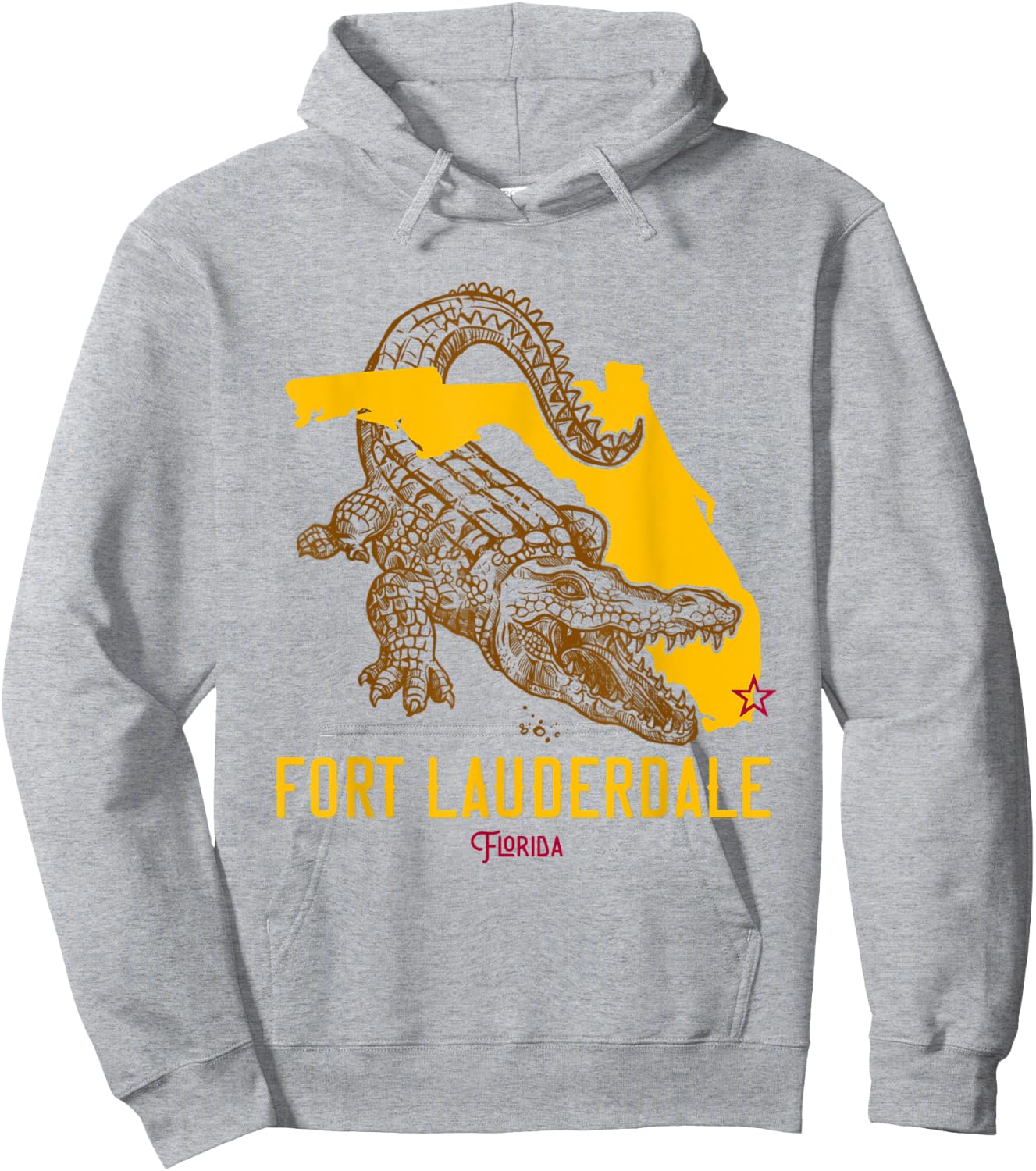 Fort Lauderdale Florida FL Aligator Vacation Surf Sunset Hoodie - Hoodie | Ash