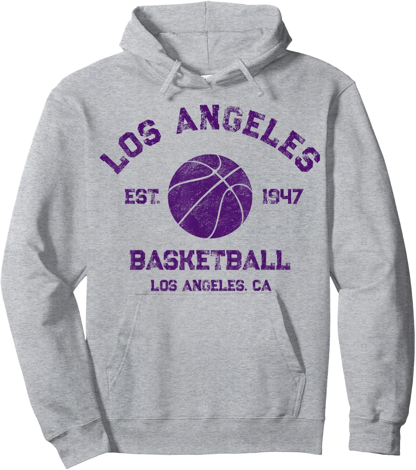 Vintage Los Angeles Basketball Est 1947 Distressed Hoodie - Hoodie | Ash