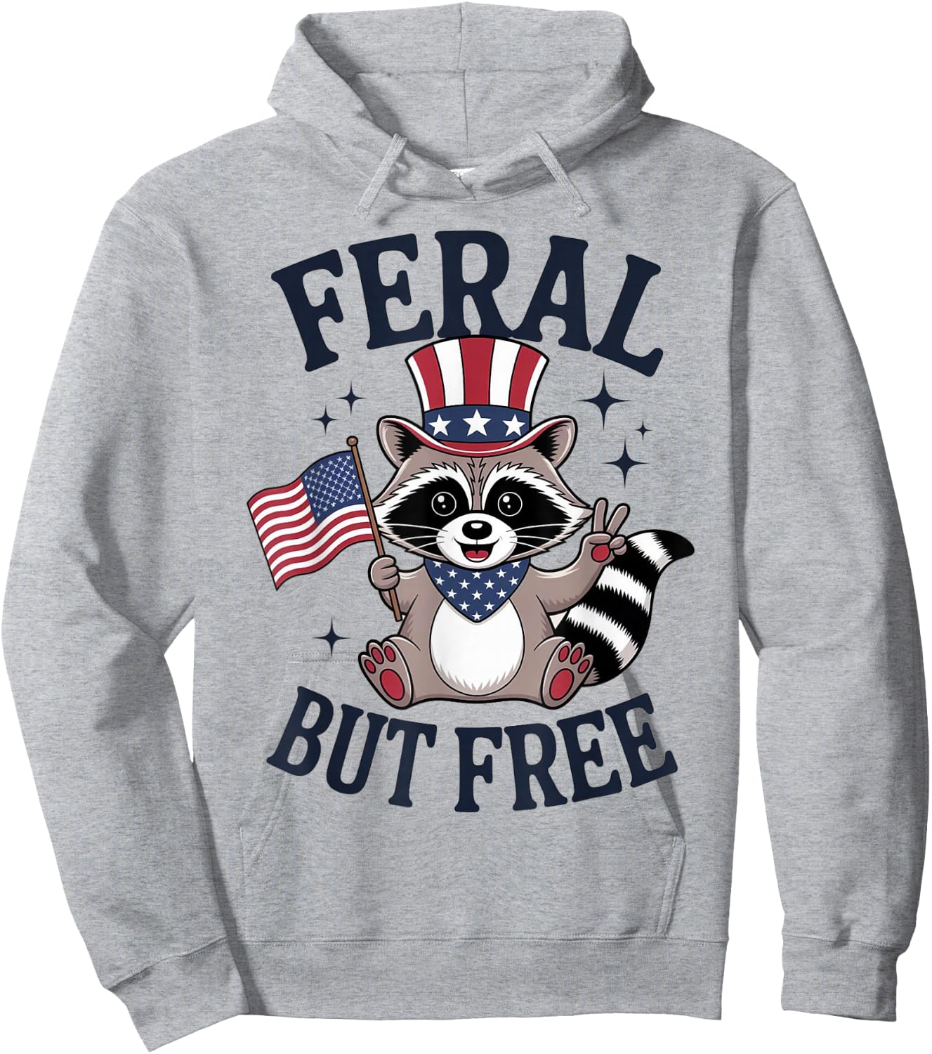 Feral But Free US 4th of July Boys Funny Raccoon Toddler Hoodie - Hoodie | Ash