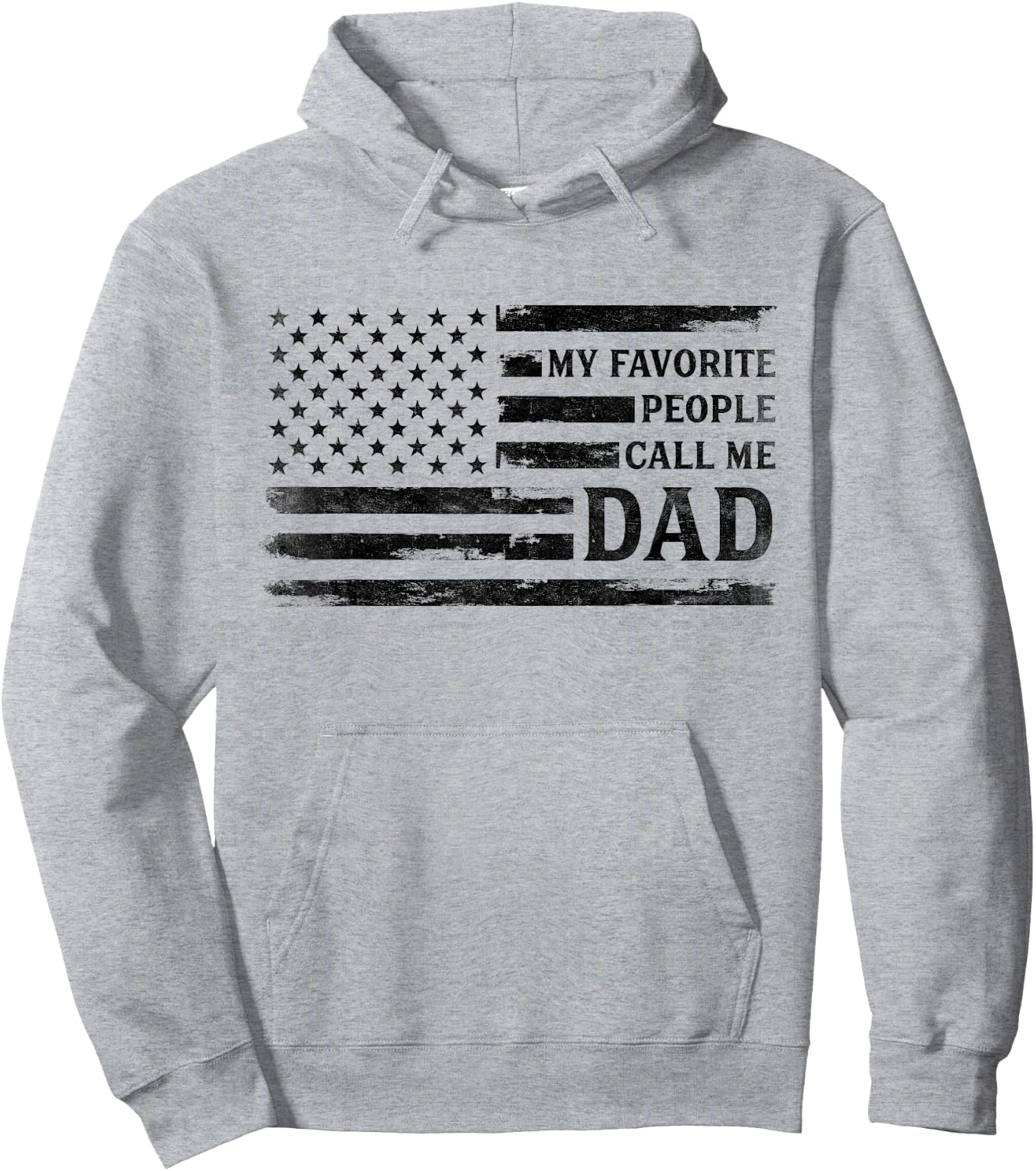 My Favorite People Call Me Dad Father's Day Black USA Flag Hoodie - Hoodie | Ash