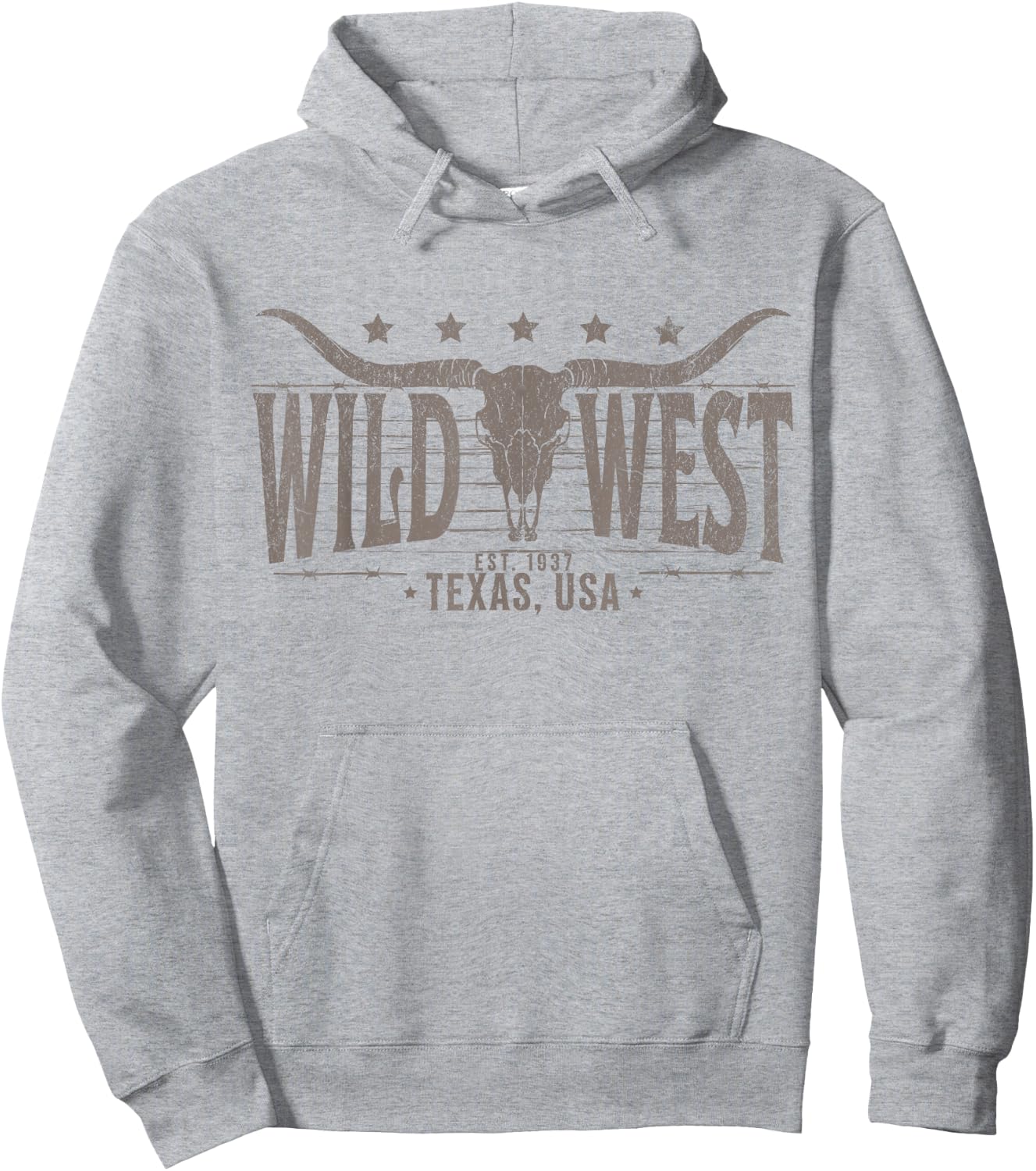 Cow Bull Skull Skull Western Country Music Trip Hoodie - Hoodie | Ash