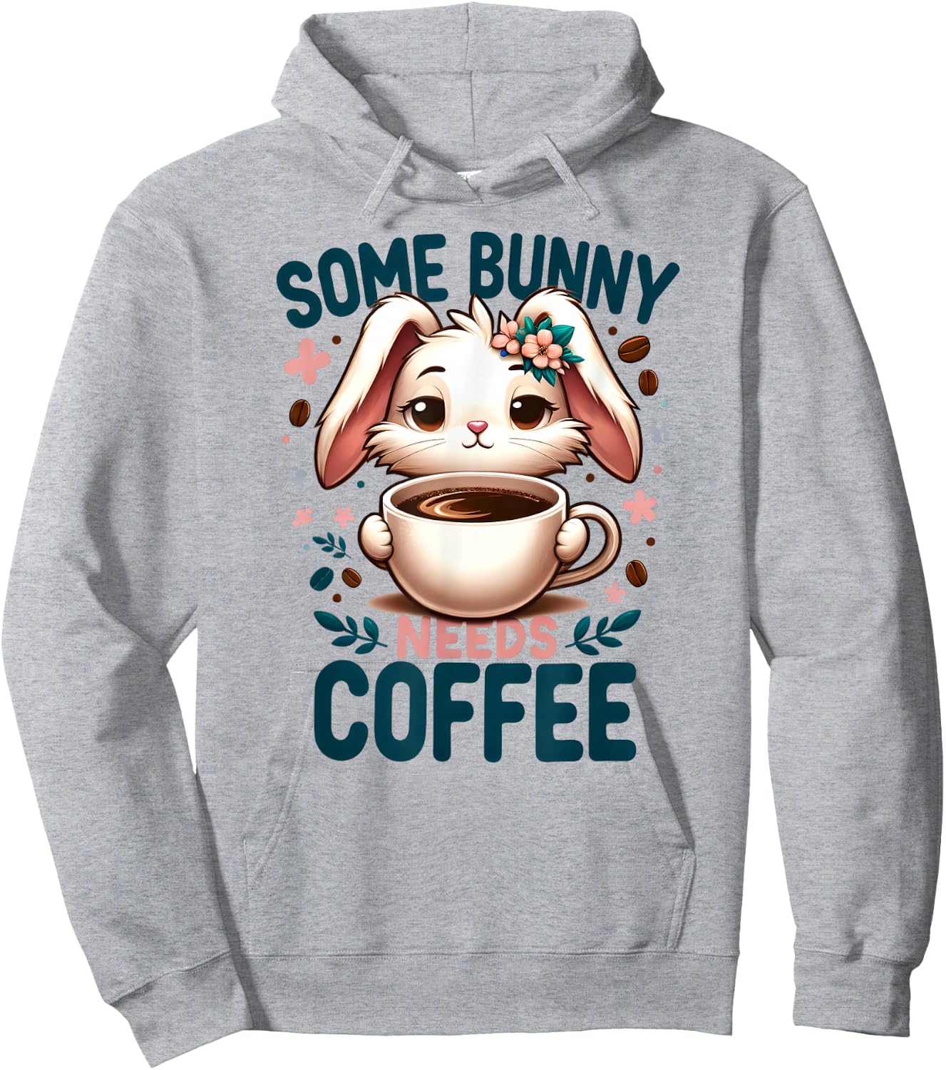 Some Bunny Needs Coffee Lover Cute Rabbit Easter Hoodie - Hoodie | Ash