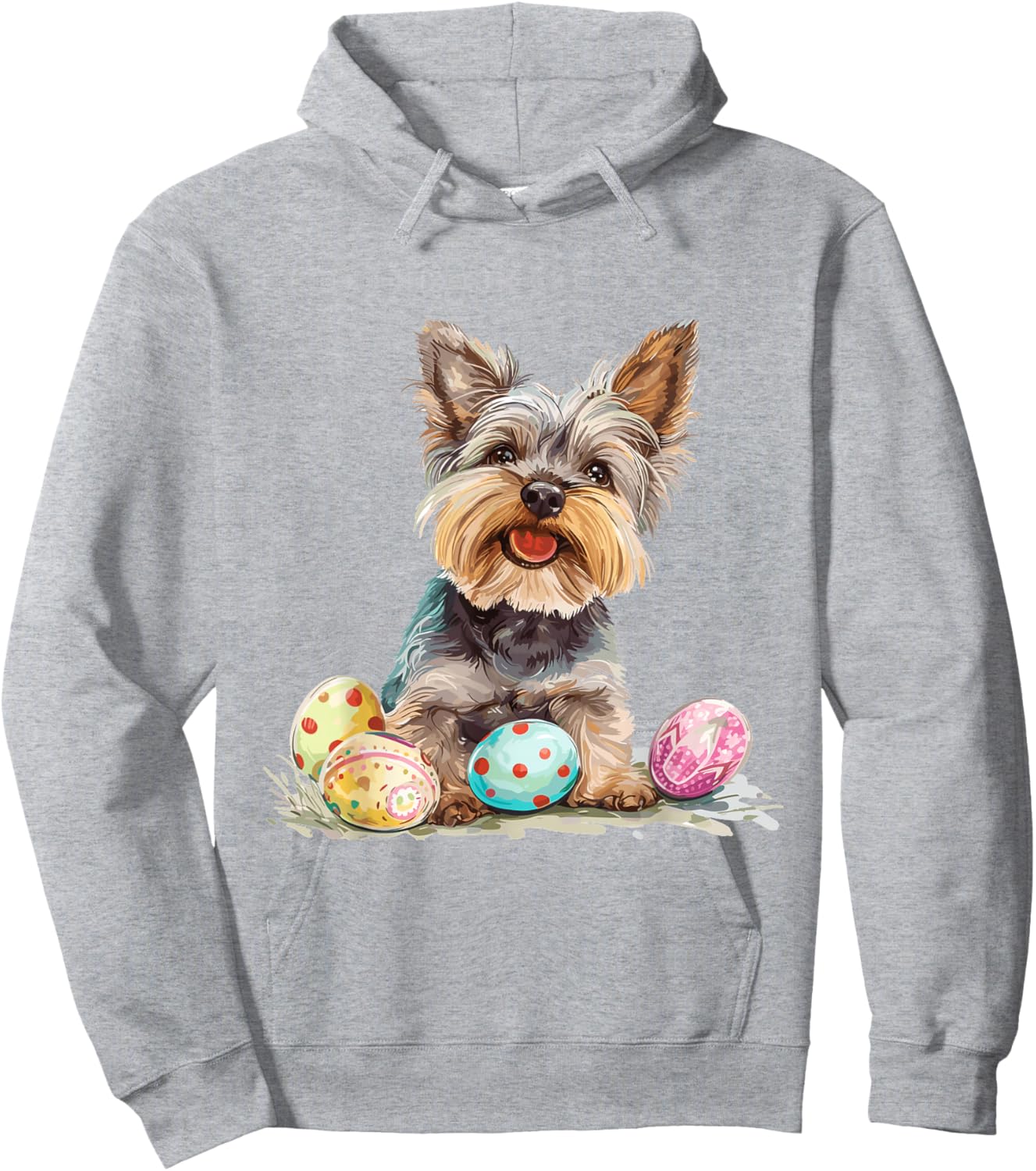 Yorkie Yorkshire Terrier Dog Breed Happy Easter Men Women Hoodie - Hoodie | Ash