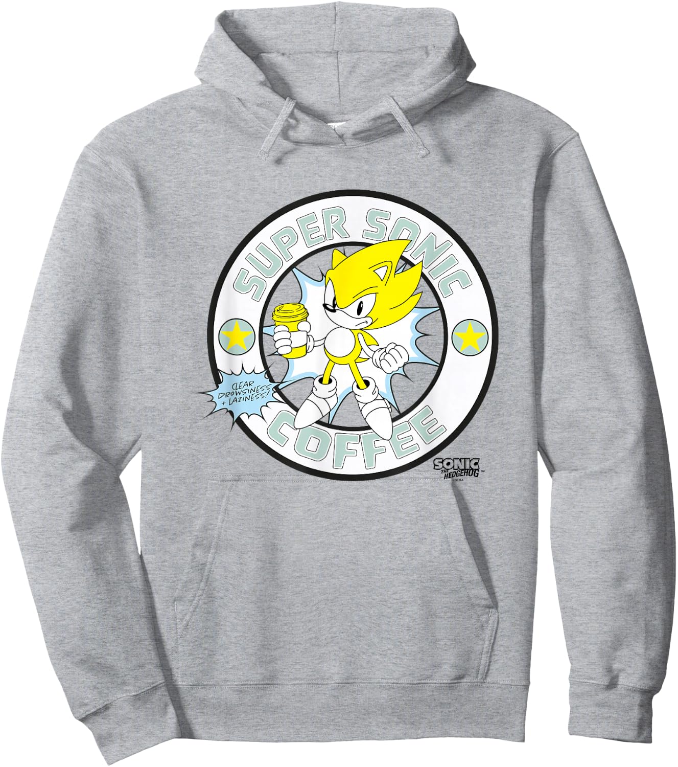Sonic The Hedgehog Super Sonic Coffee Vintage Logo Hoodie - Hoodie | Ash
