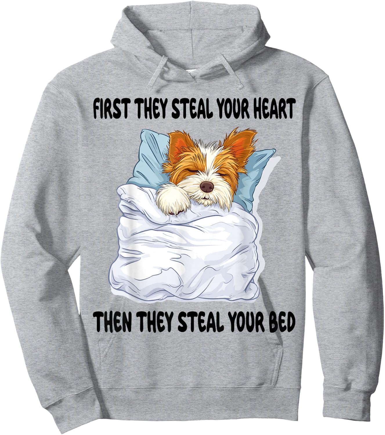 Biewer Terrier Sleeping Pajamas Nightgown Hoodie - Hoodie | Ash