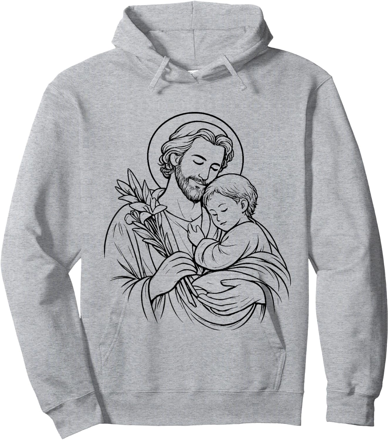 Motif Saint Joseph Catholique Fête des Pères Hoodie - Hoodie | Ash