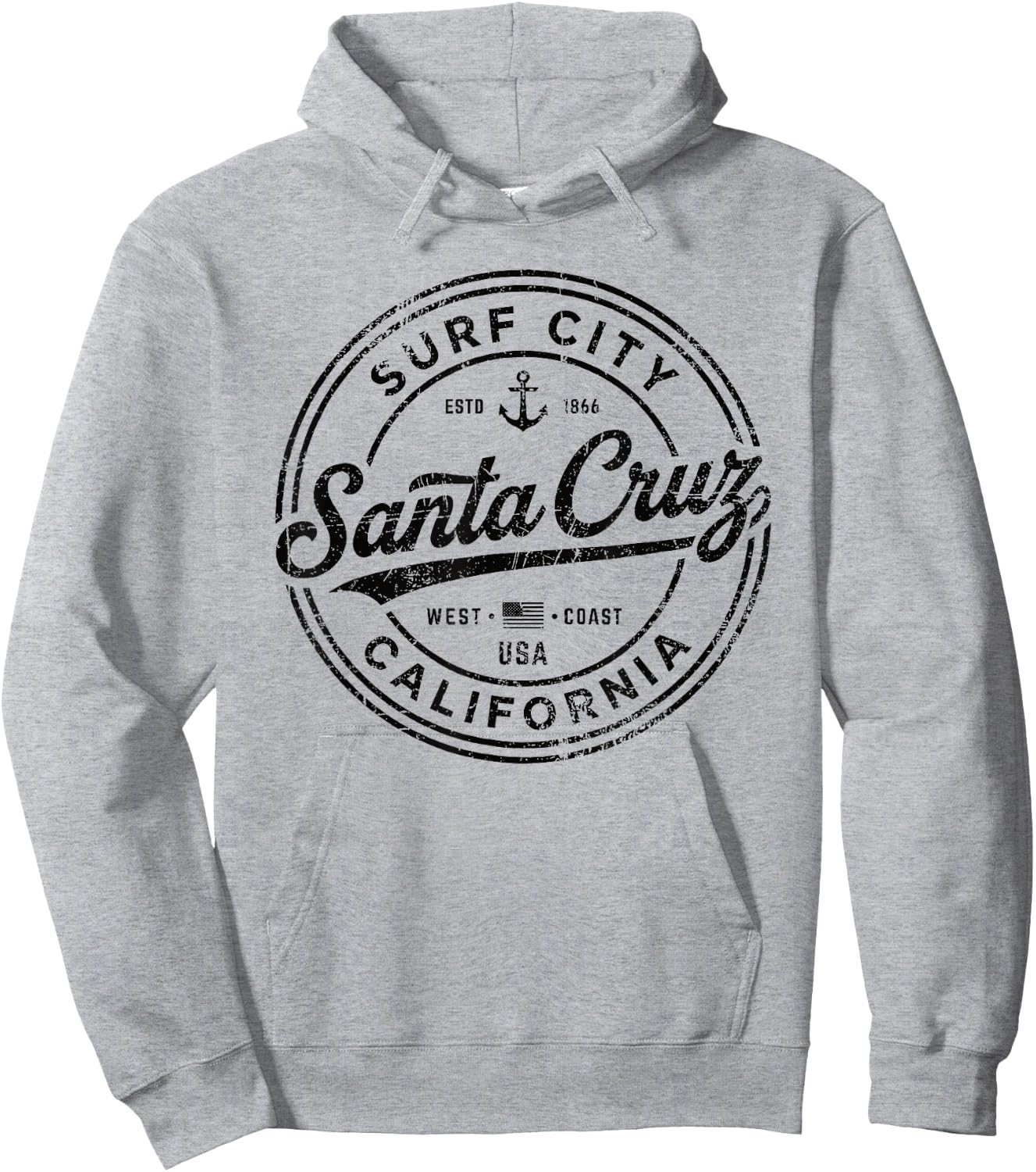 Vintage Santa Cruz Surf City California West Coast. Retro Hoodie - Hoodie | Ash