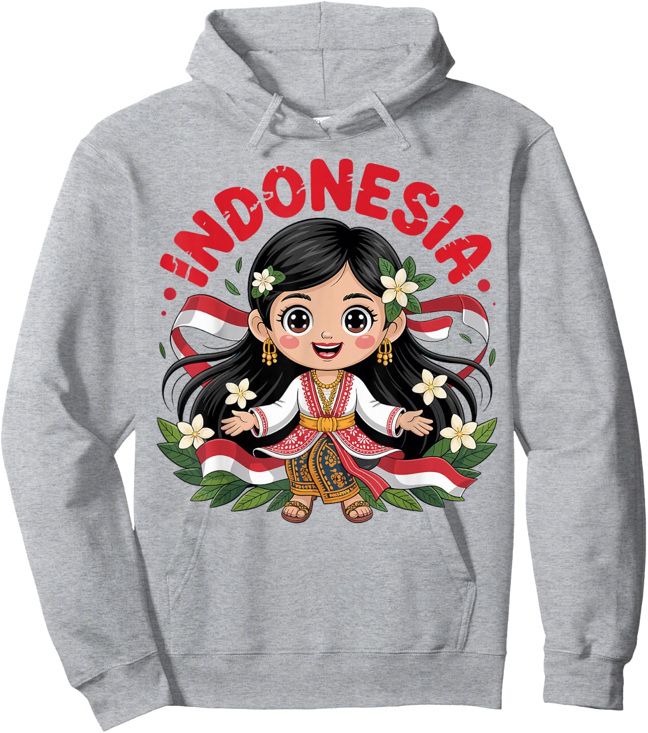 Cute Indonesian Girl in Traditional Batik Dress for Kids Hoodie - Hoodie | Ash