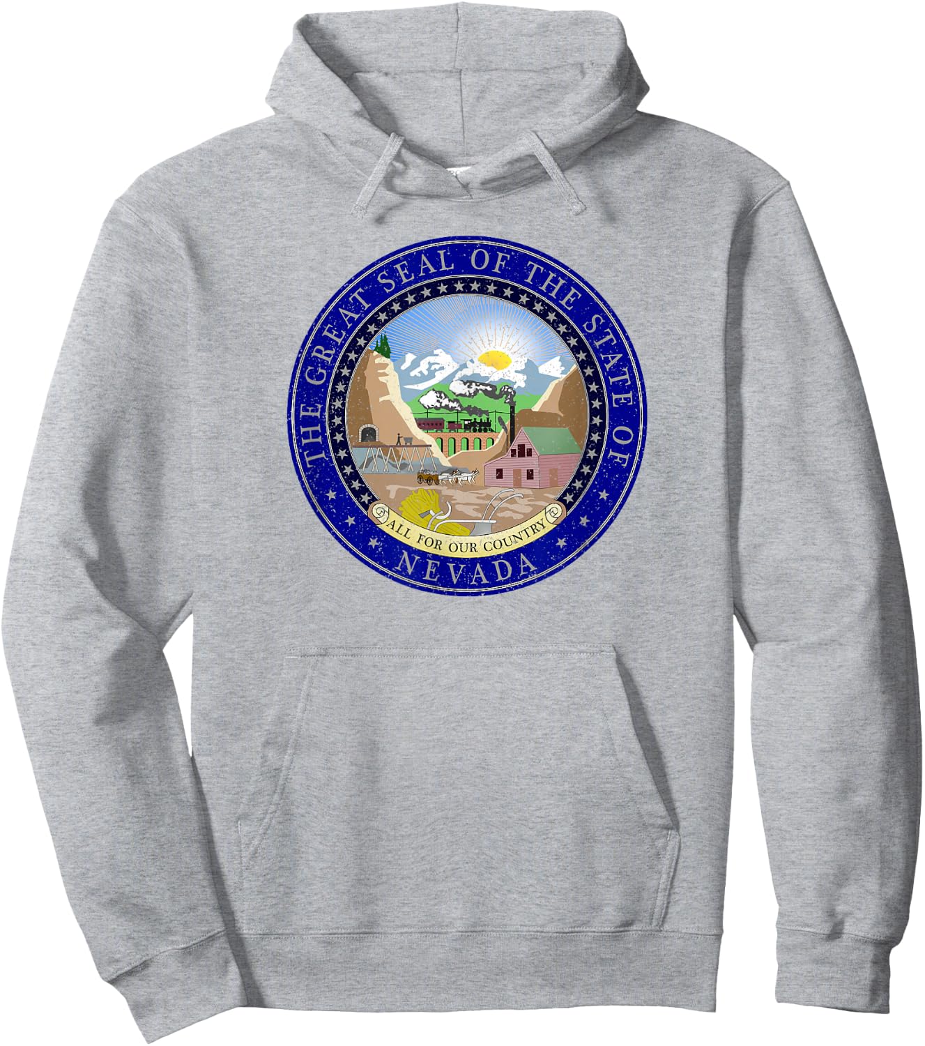 Nevada State Seal Flag Symbol Hoodie - Hoodie | Ash