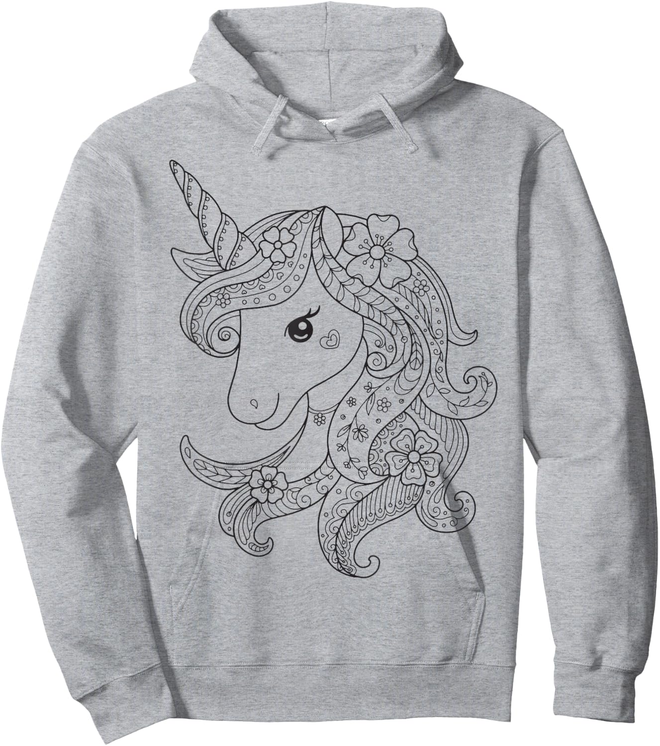 Cute Unicorn to Paint & Colour for Kids , White Hoodie - Hoodie | Ash