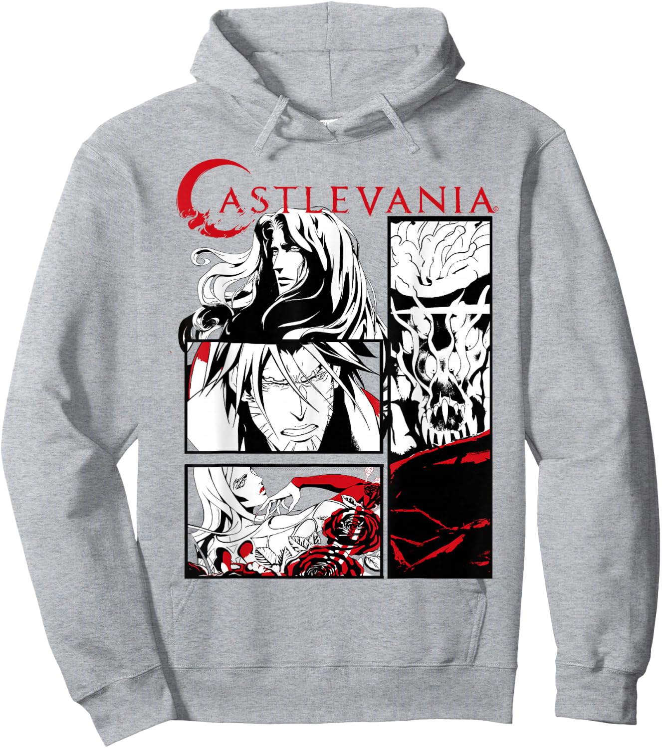 Castlevania Black & White Comic Panels Hoodie - Hoodie | Ash