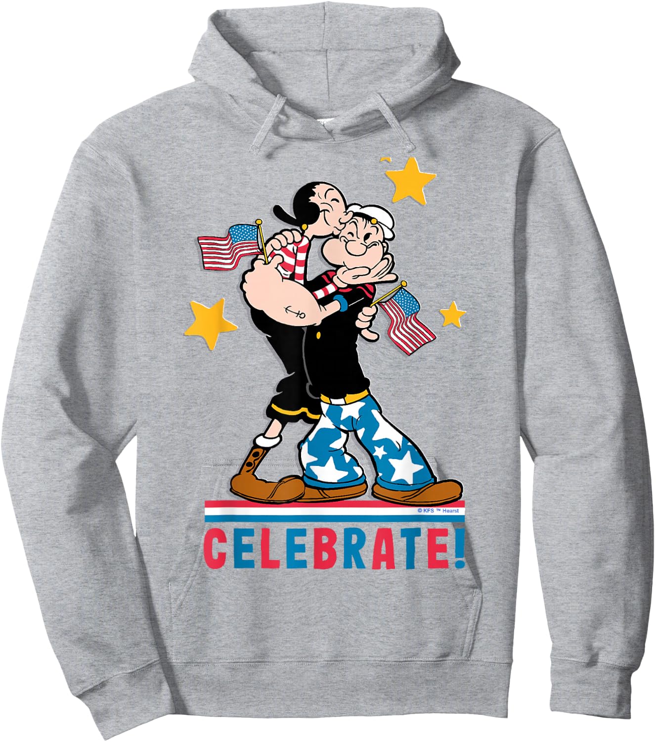 4th July "Popeye and Olive Oyl Patriotic" and Her , White, s Hoodie - Hoodie | Ash